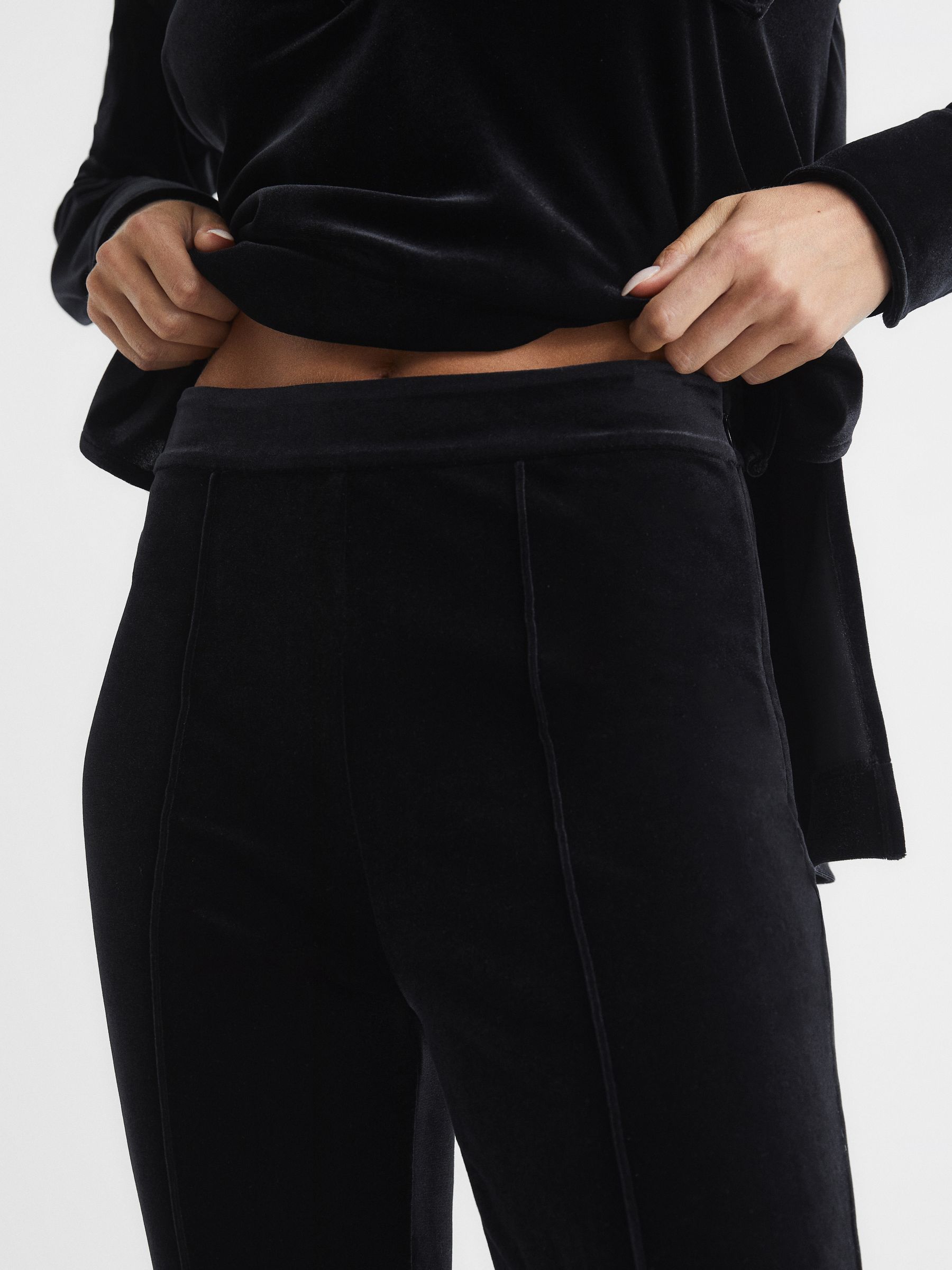 Velvet Flared Trousers in Black - Image 4 of 6