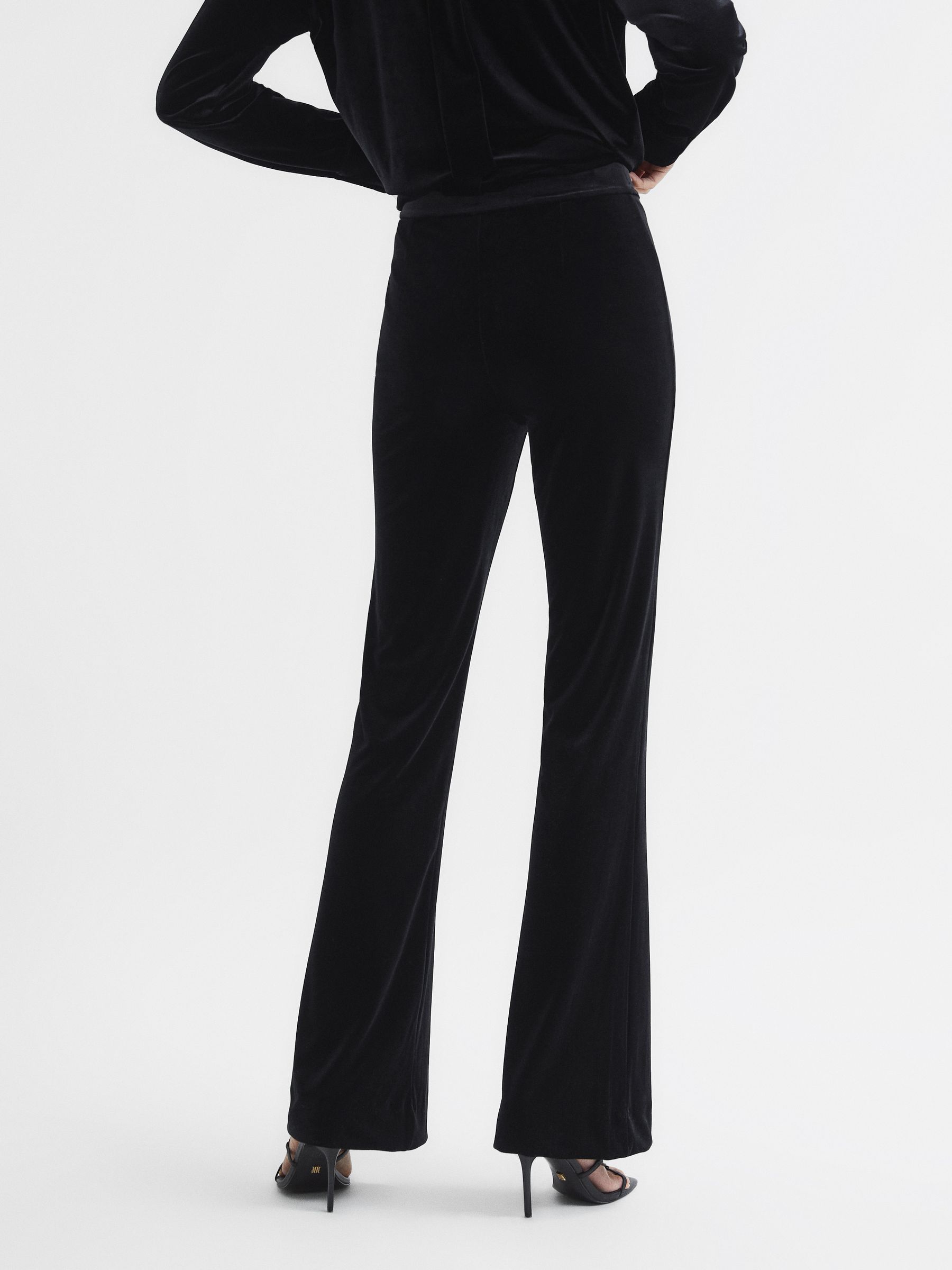 Velvet Flared Trousers in Black - Image 5 of 6