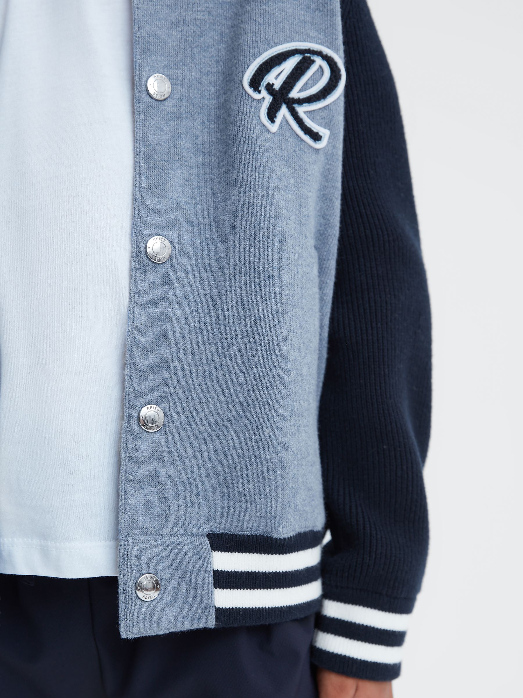 3-9 yrs Varsity Bomber Jacket in Blue Melange - Image 5 of 6