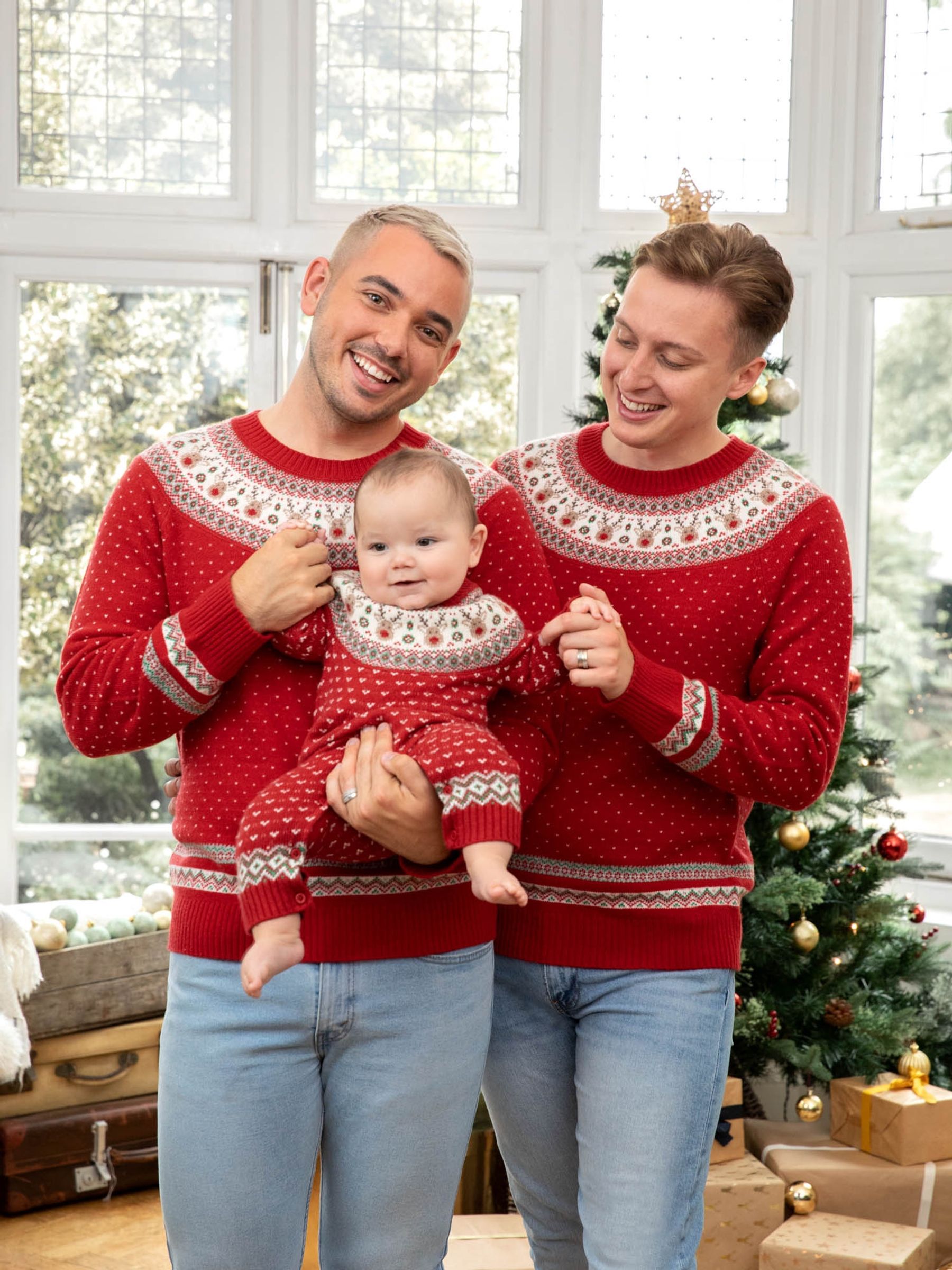 Red Reindeer Fairisle Pattern Knitted Baby All-In-One - Image 2 of 4