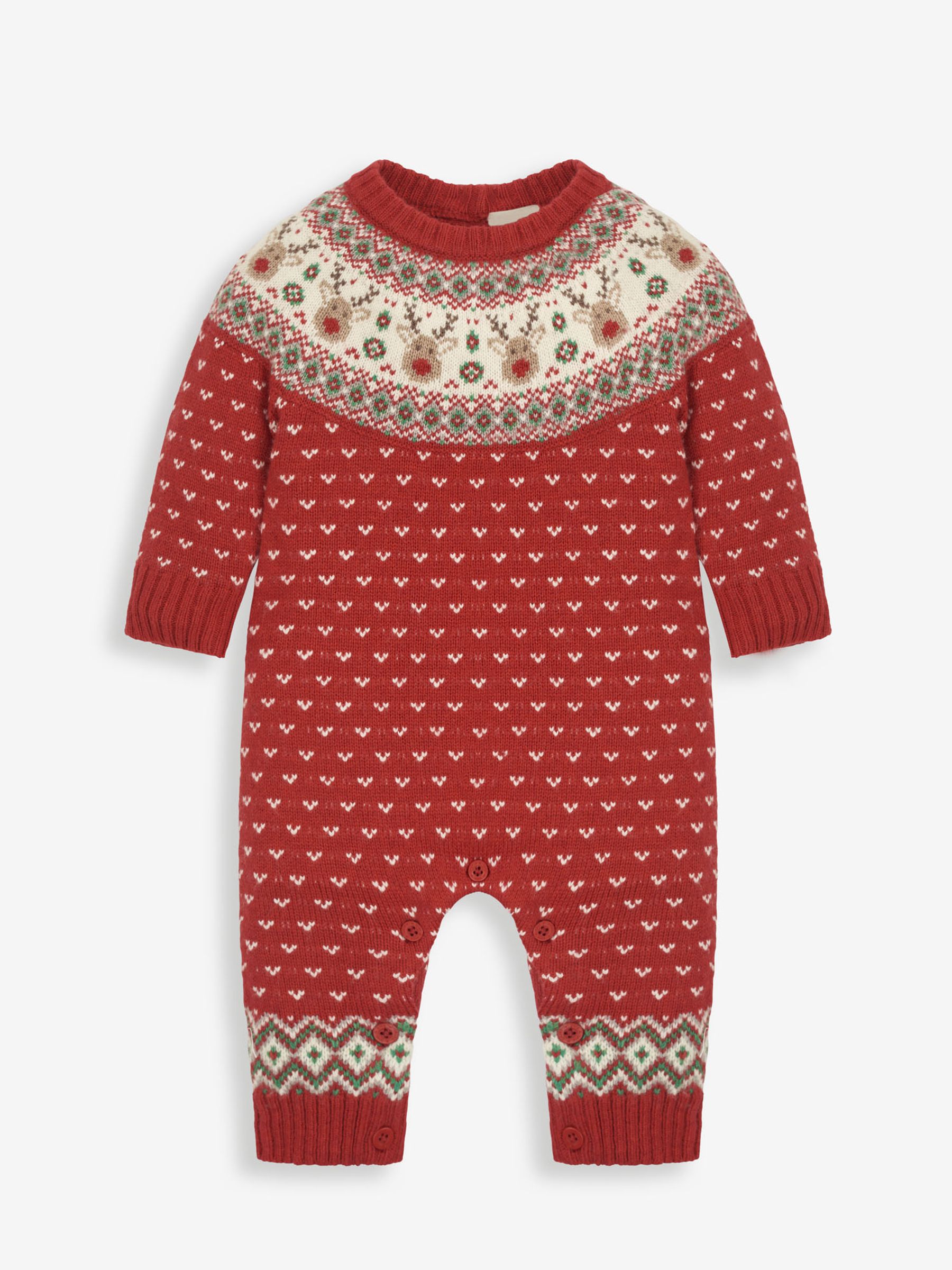 Red Reindeer Fairisle Pattern Knitted Baby All-In-One - Image 3 of 4