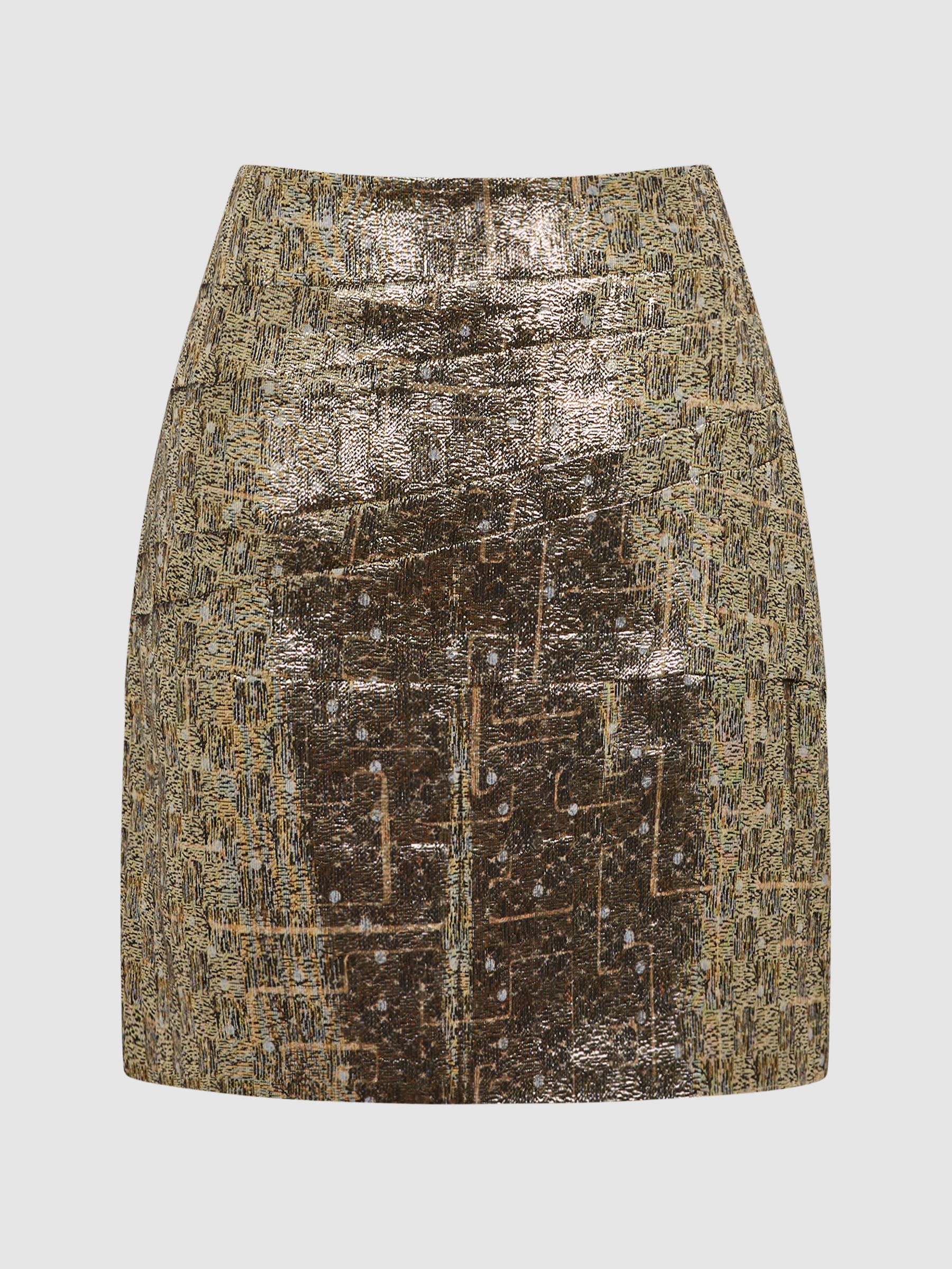 Metallic Mini Skirt in Gold - Image 2 of 7