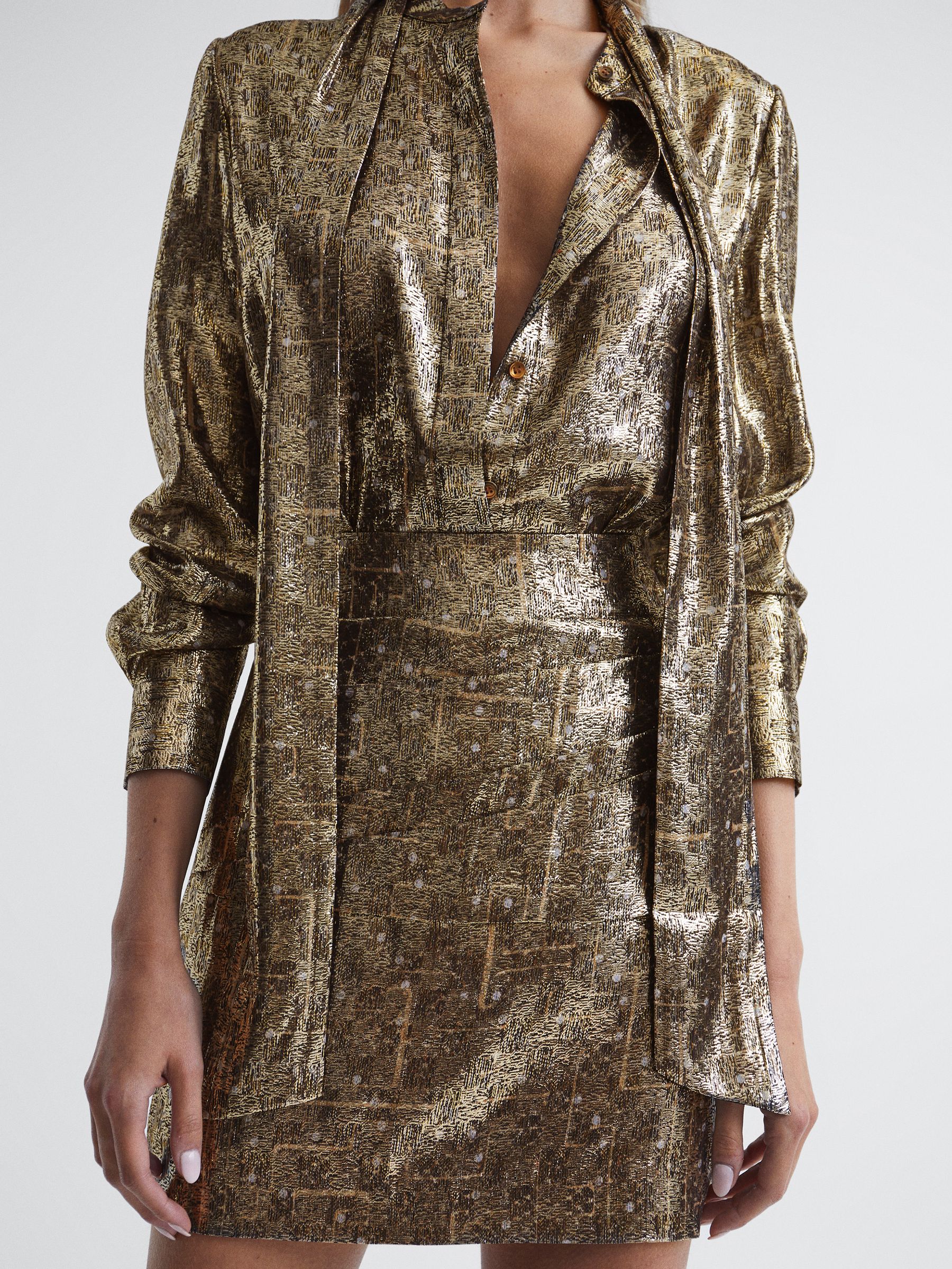 Metallic Mini Skirt in Gold - Image 3 of 7