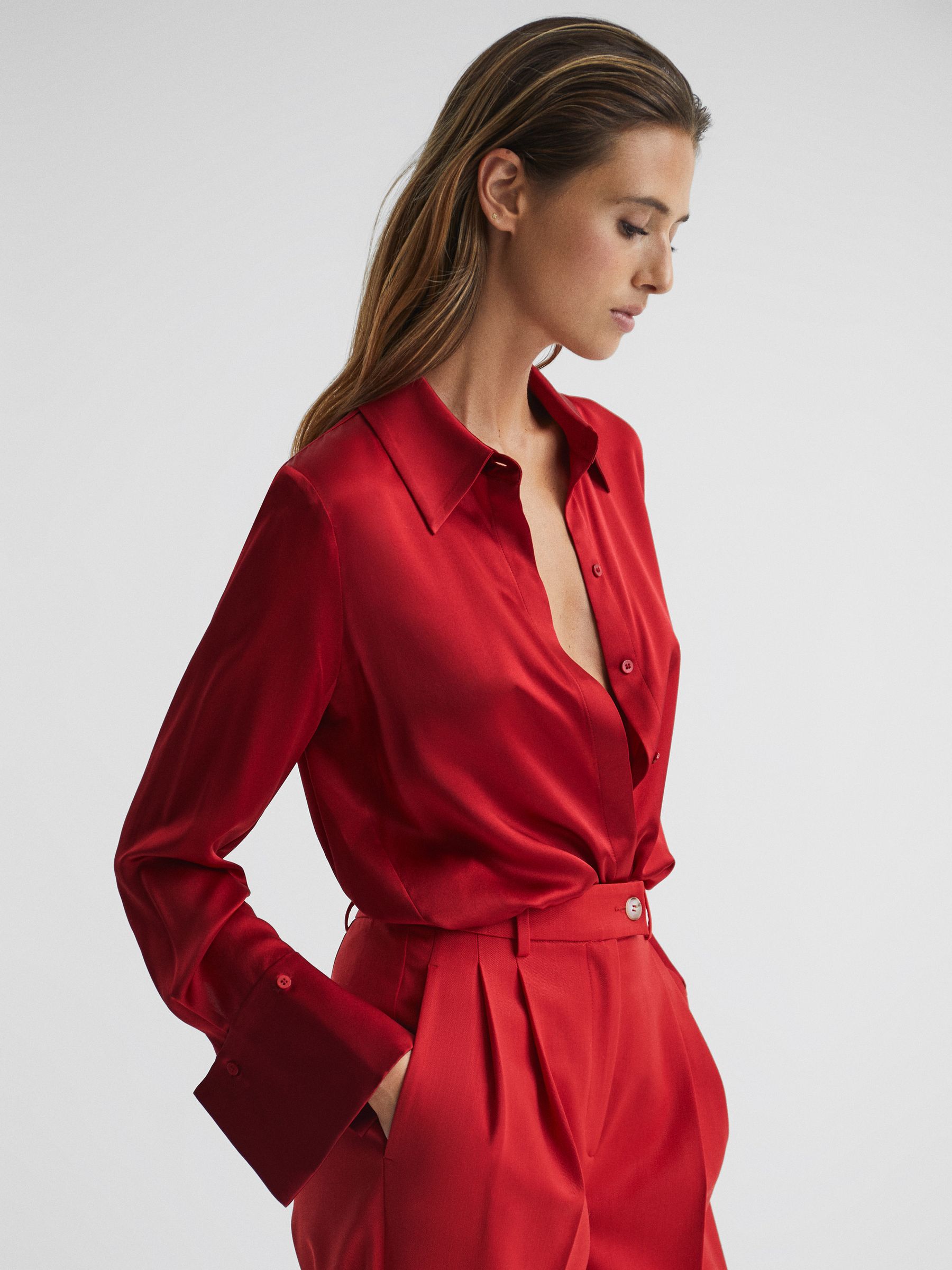 Silk Shirt in Red - Image 1 of 7