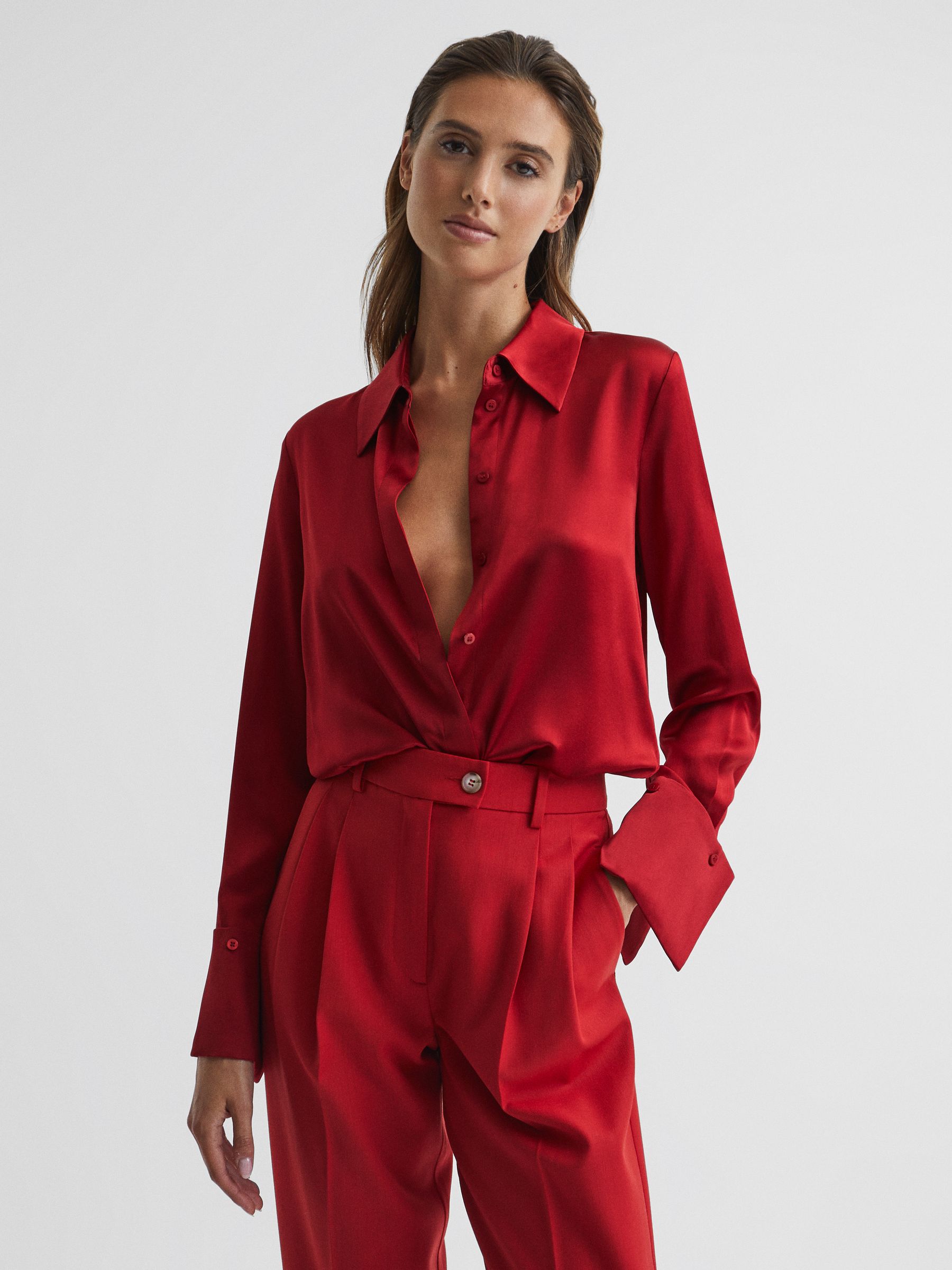 Silk Shirt in Red - Image 4 of 7