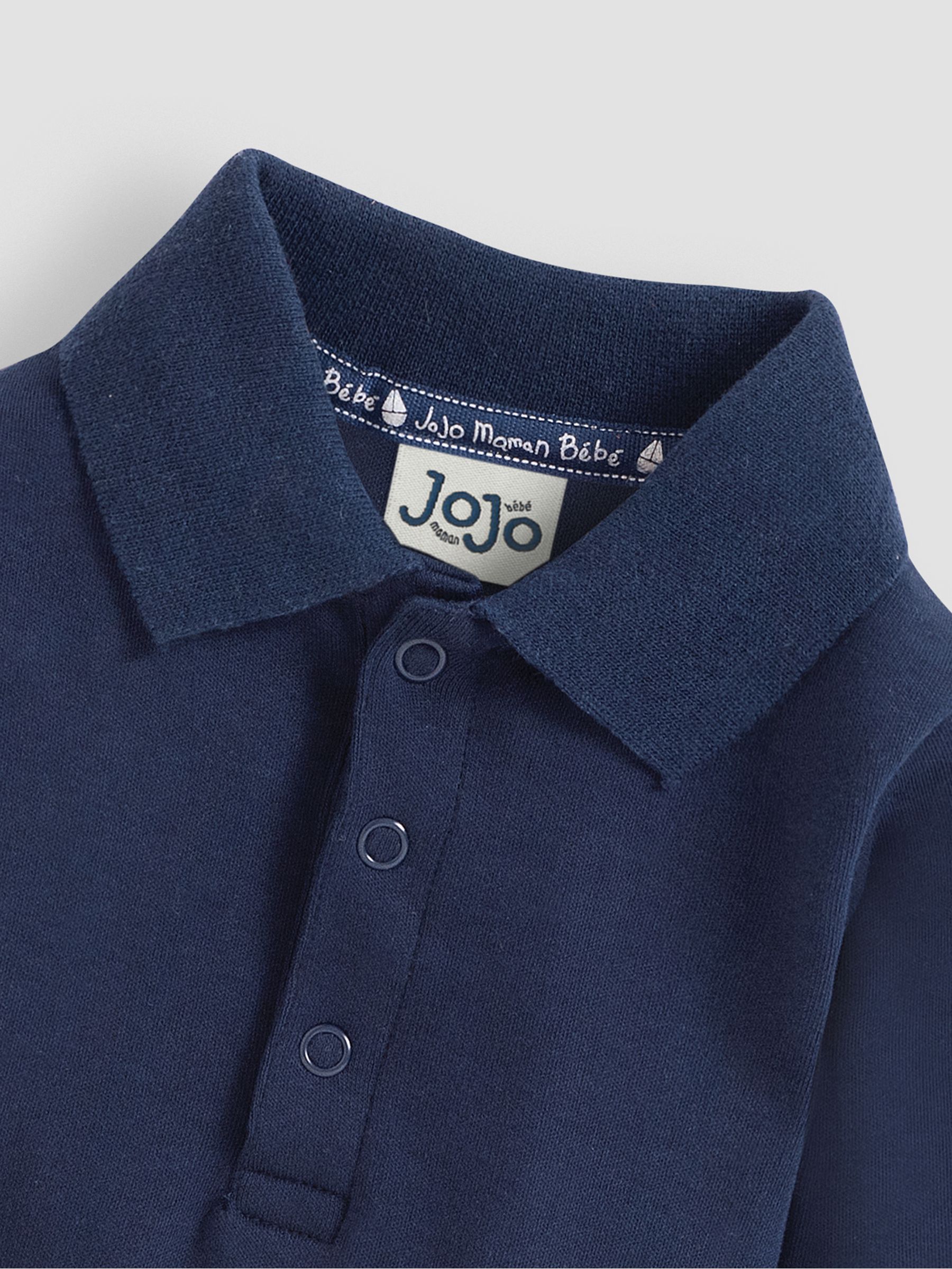 Navy Blue Plain Long Sleeve Polo Shirt Bodysuit - Image 2 of 3