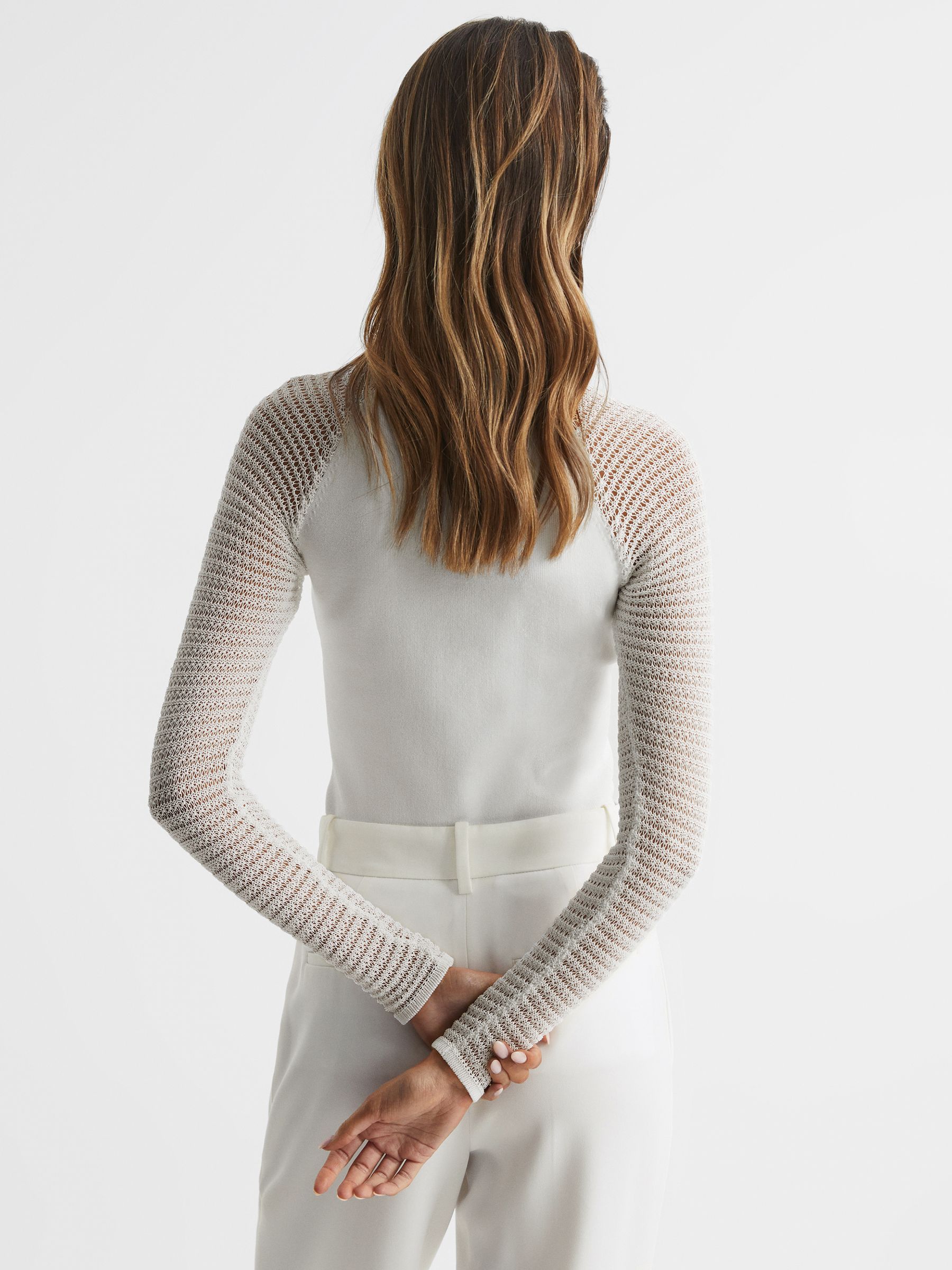 Sheer Twist Front Jumper in Ivory - Image 5 of 7