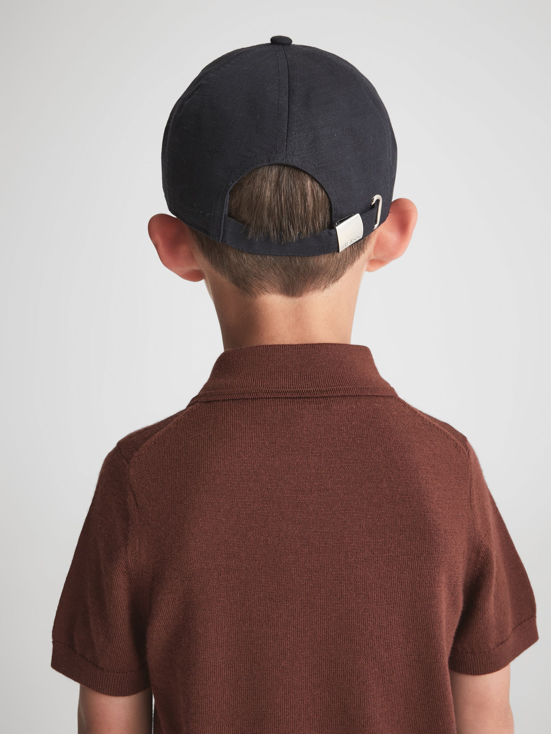 Junior Merino Zip Neck Polo T-Shirt in Rust - Image 4 of 5