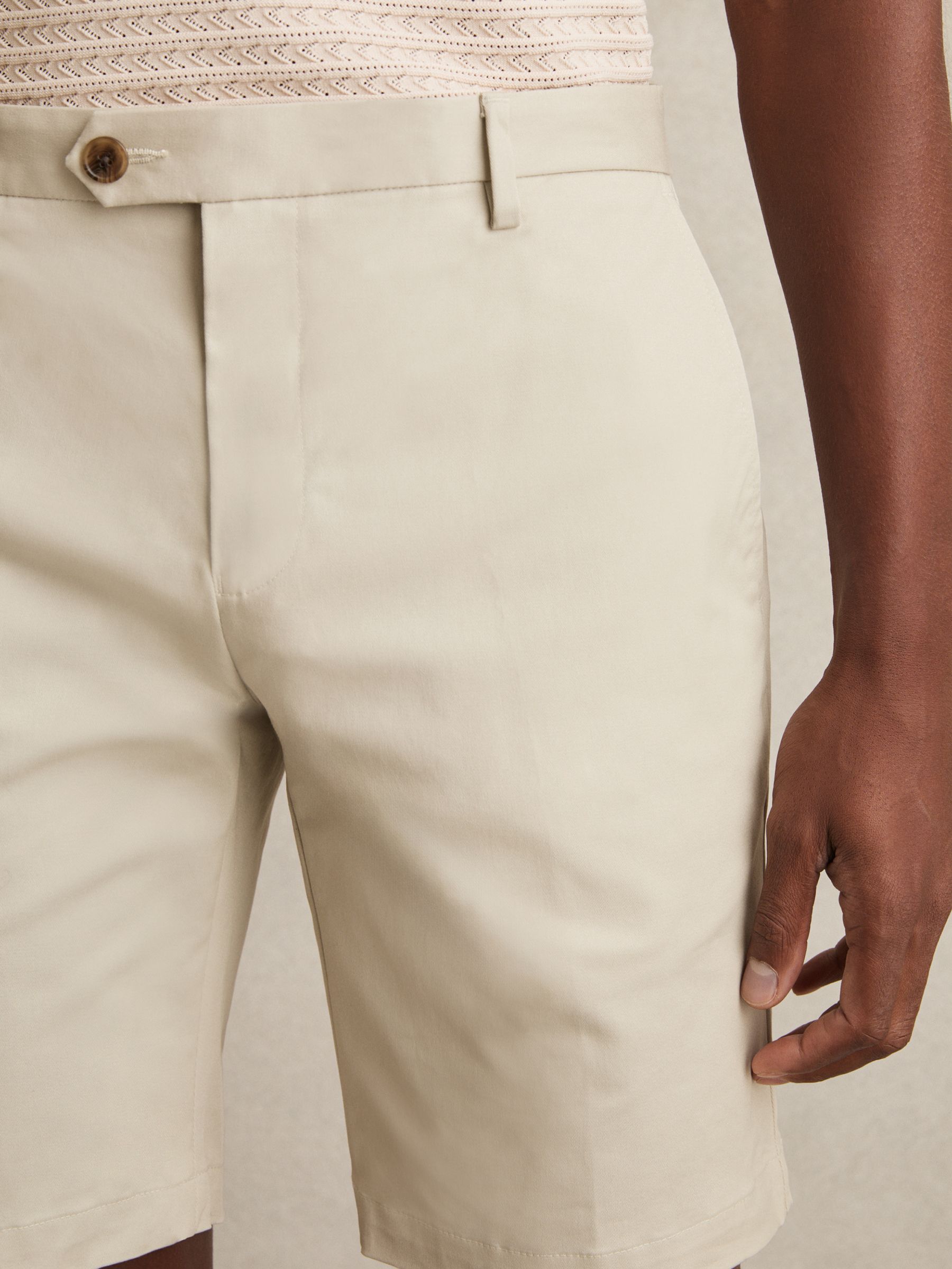 Cotton Chino Shorts With Stretch in Stone - Image 4 of 6