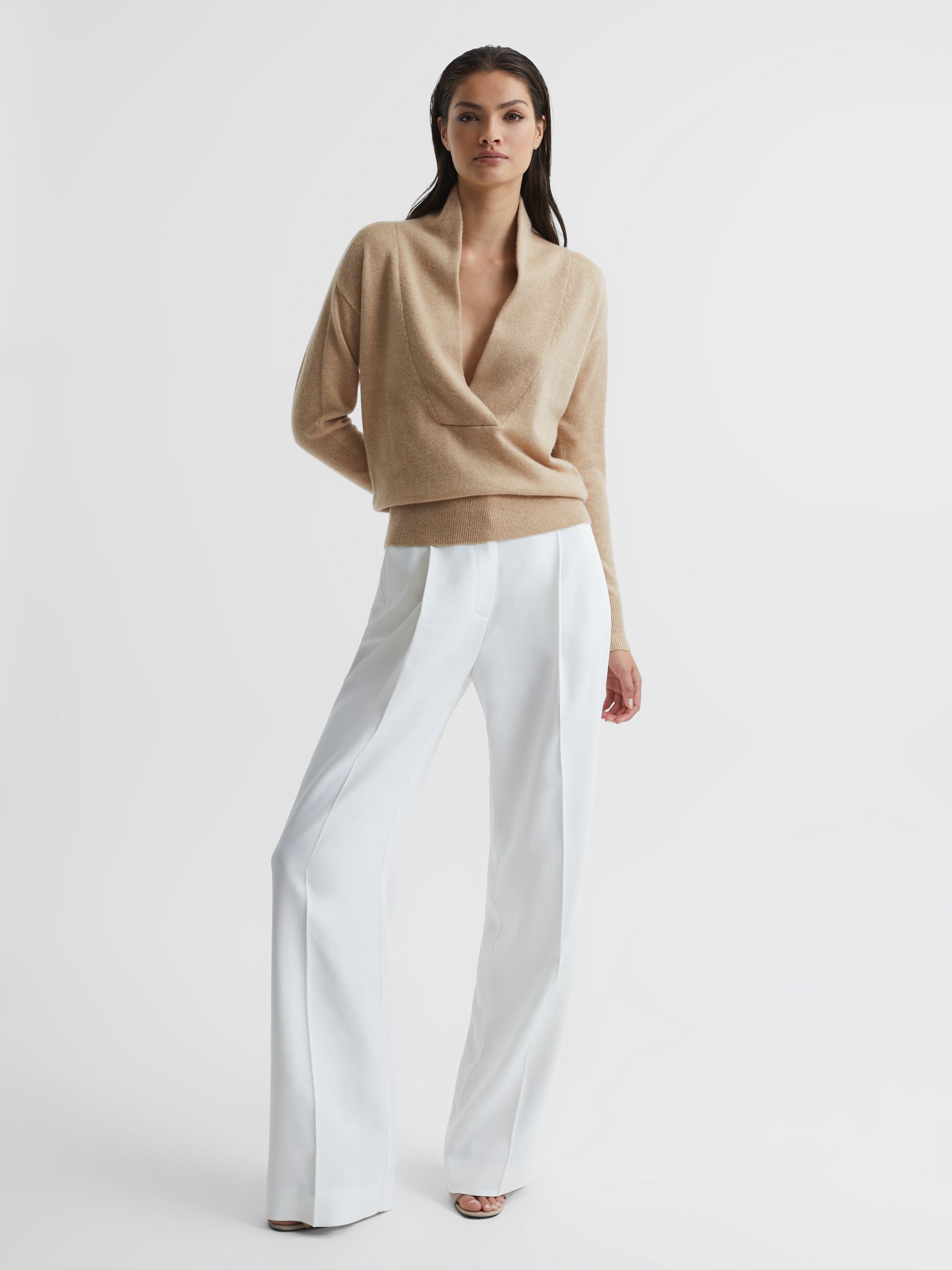 Shawl Collar Cashmere Jumper in Camel - Image 3 of 6