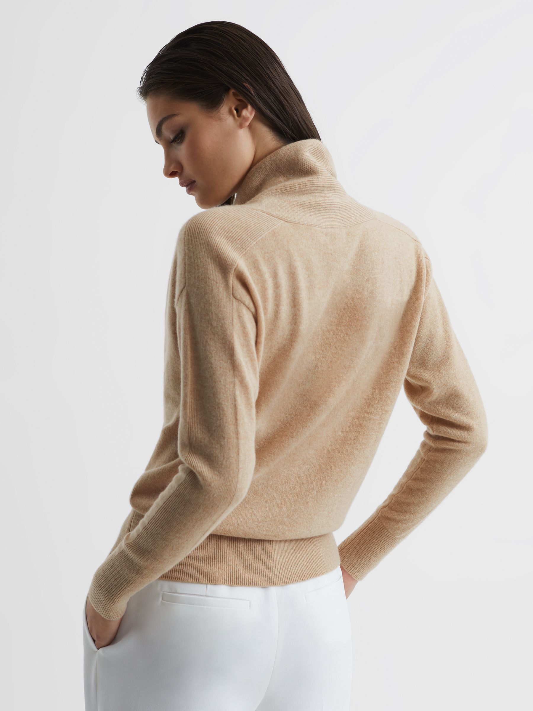 Shawl Collar Cashmere Jumper in Camel - Image 5 of 6
