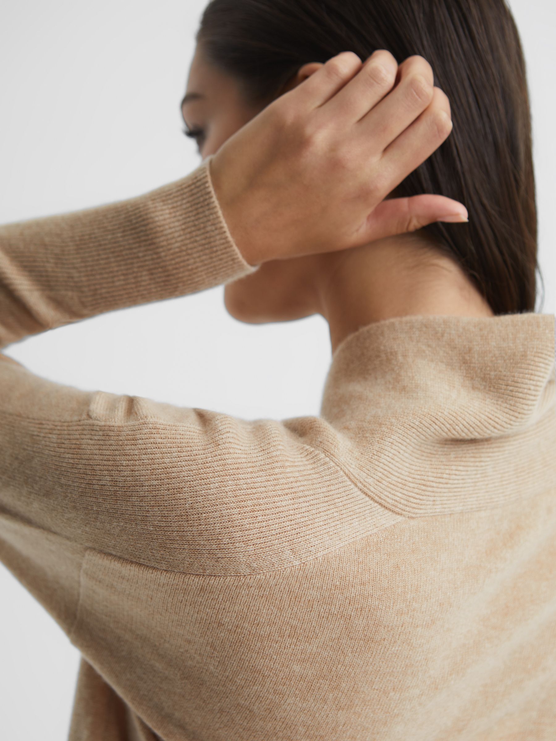 Shawl Collar Cashmere Jumper in Camel - Image 6 of 6