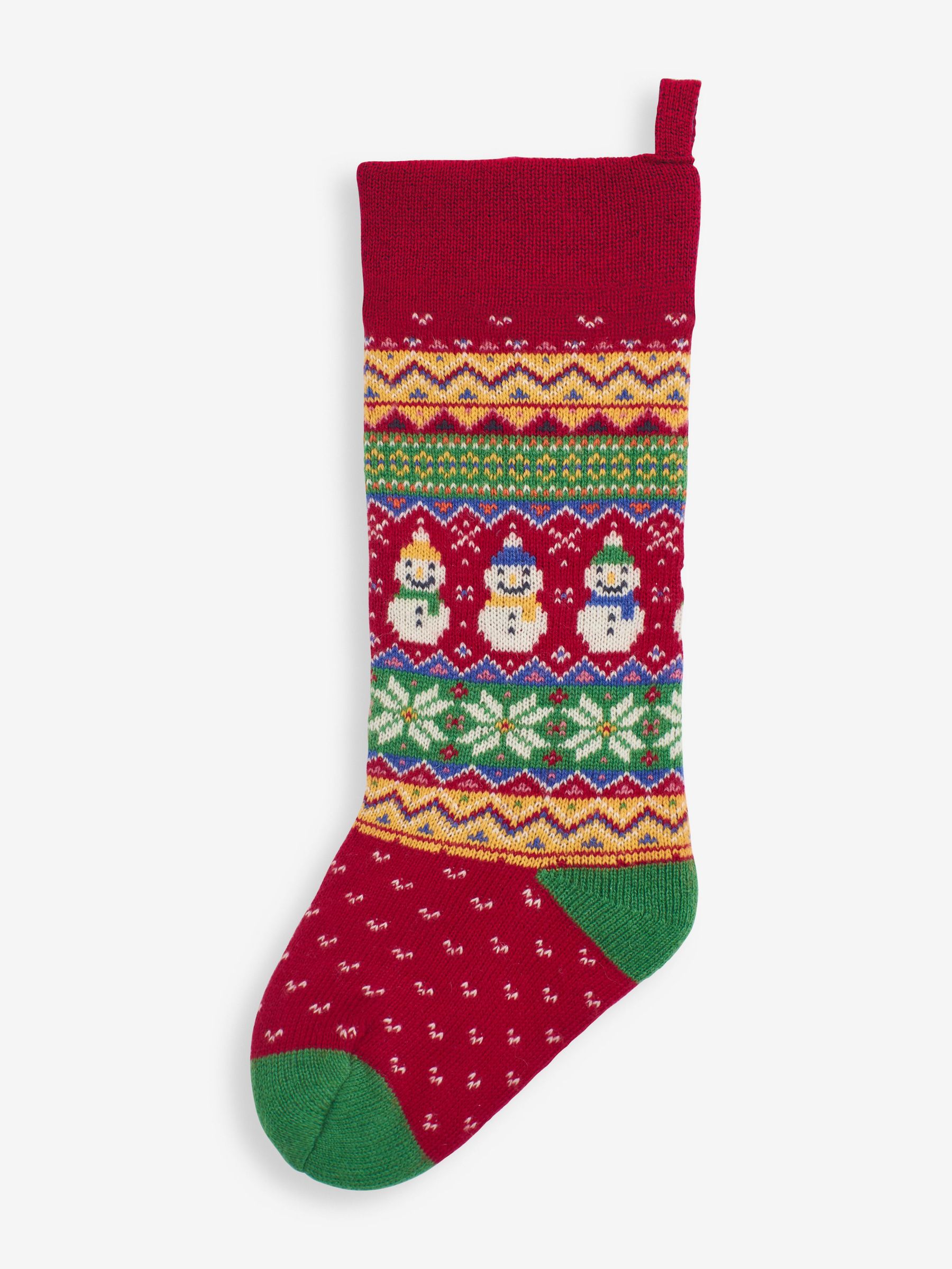 Red Snowman Fair Isle Knitted Stocking - Image 1 of 5