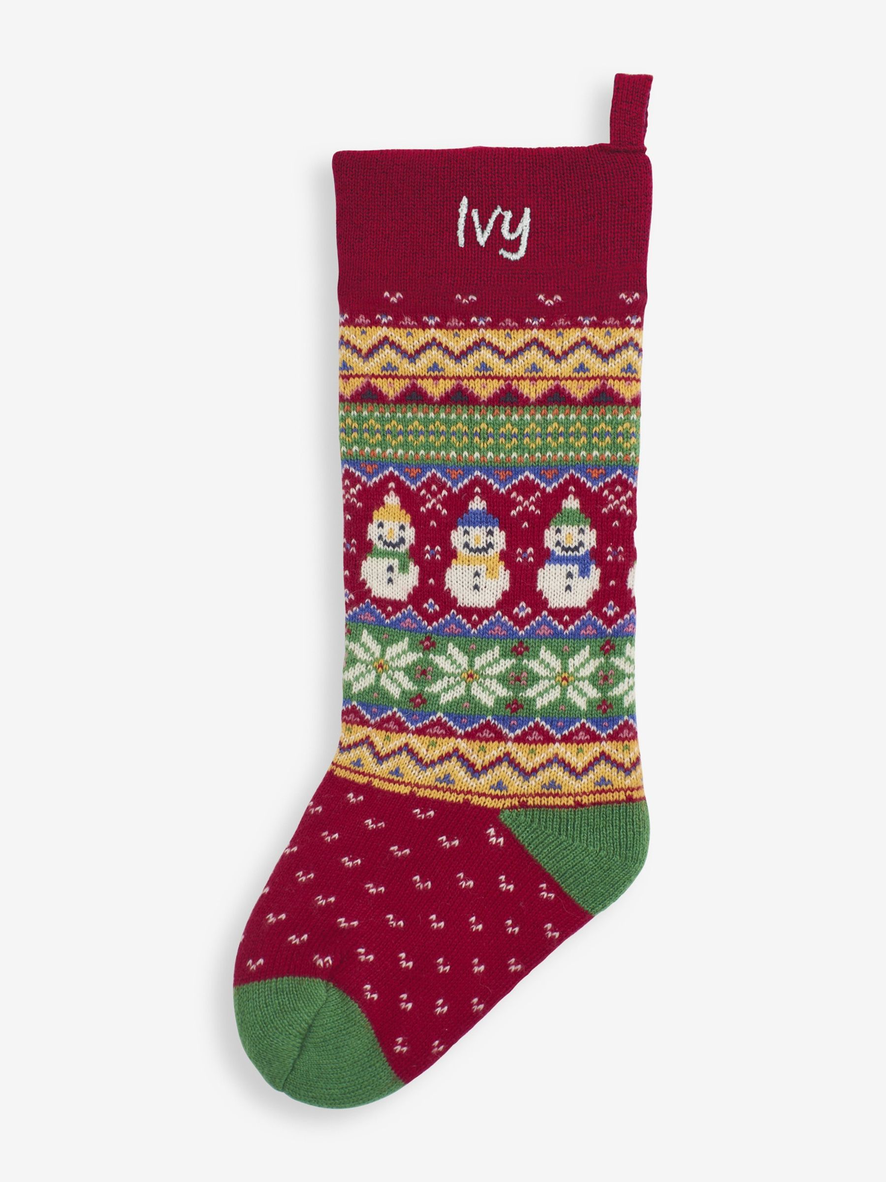 Red Snowman Fair Isle Knitted Stocking - Image 2 of 5
