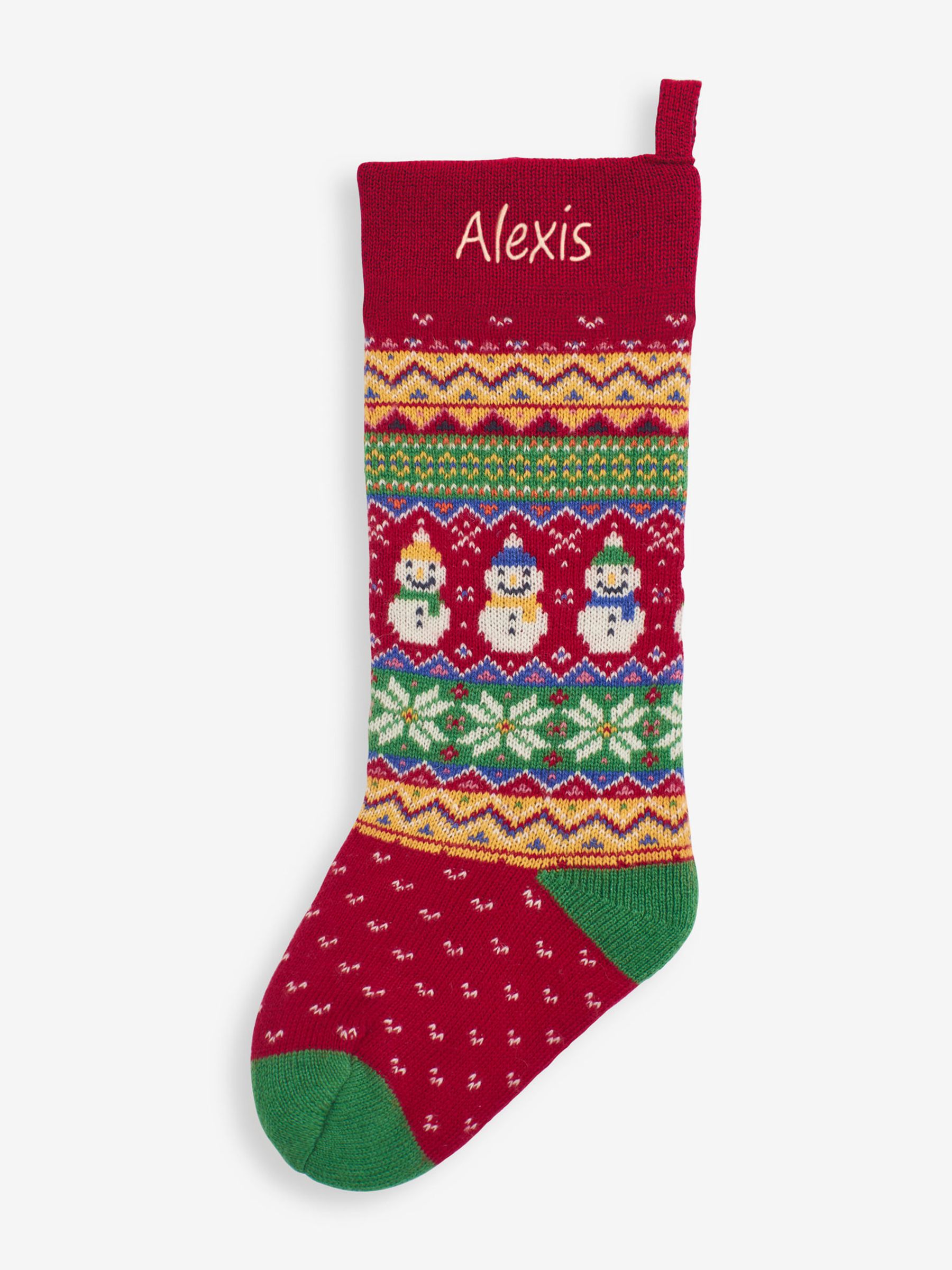Red Snowman Fair Isle Knitted Stocking - Image 3 of 5