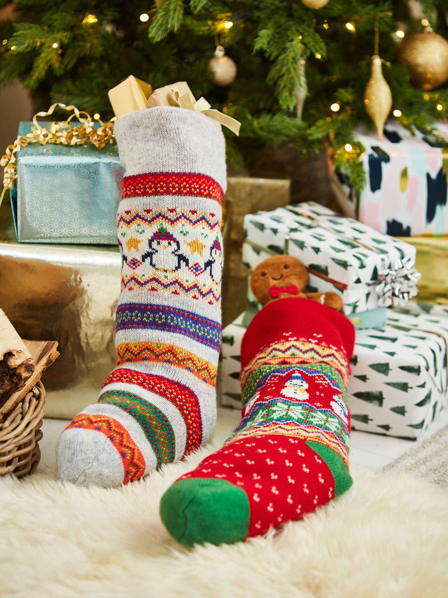 Red Snowman Fair Isle Knitted Stocking - Image 4 of 5