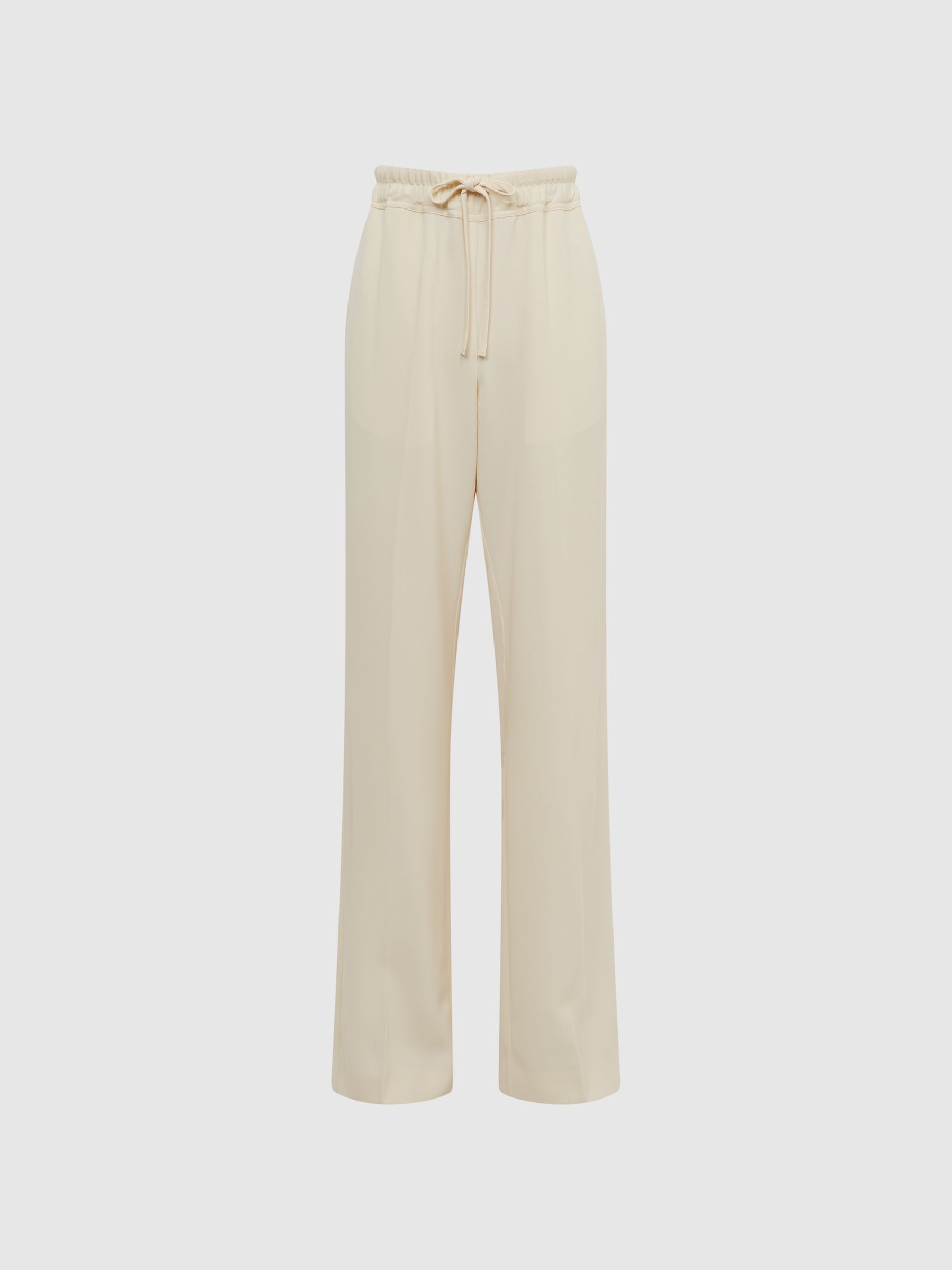 Wide Leg Pull On Trousers in Cream - Image 2 of 6