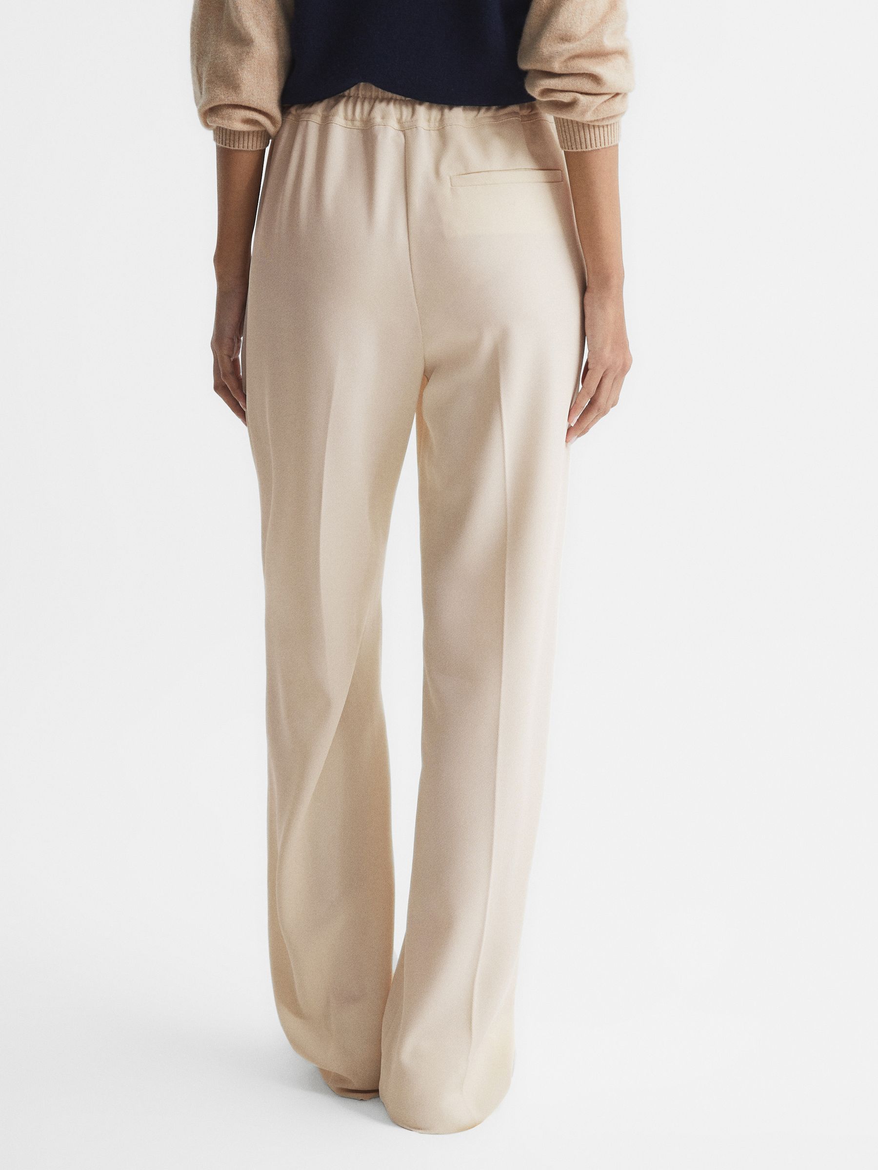 Wide Leg Pull On Trousers in Cream - Image 5 of 6