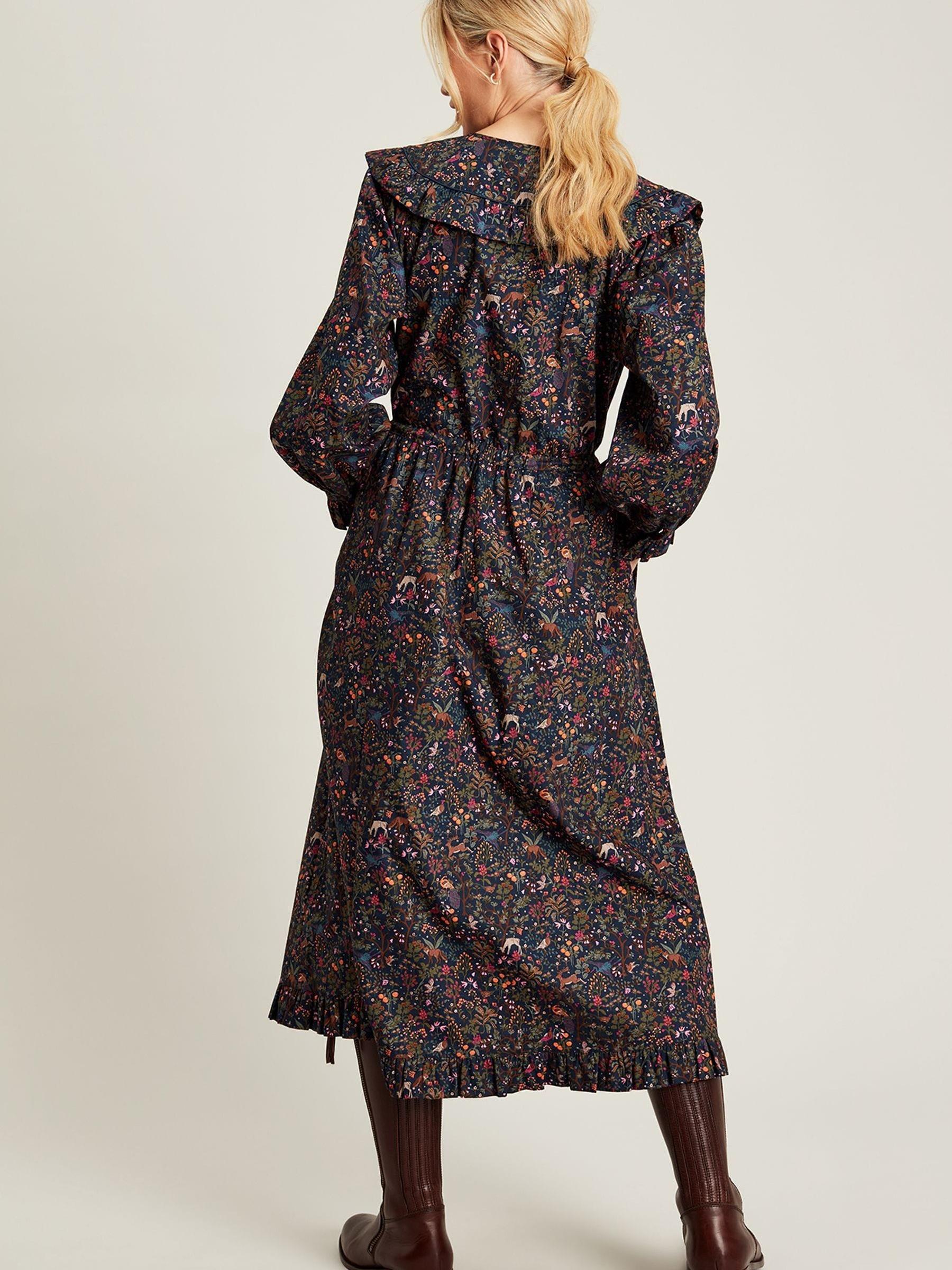 Heidi Navy Blue Frill Bib Dress - Image 2 of 6