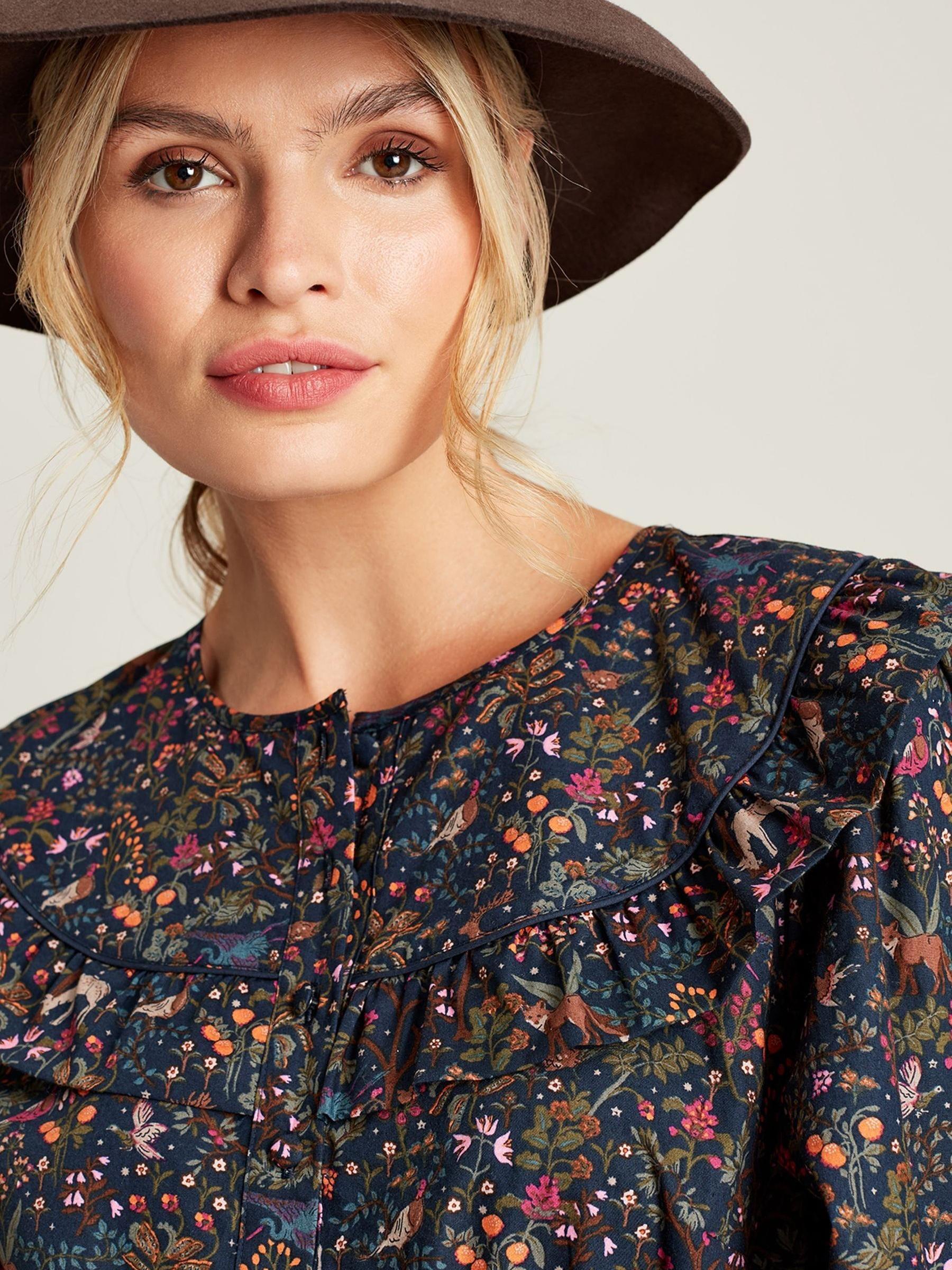 Heidi Navy Blue Frill Bib Dress - Image 3 of 6