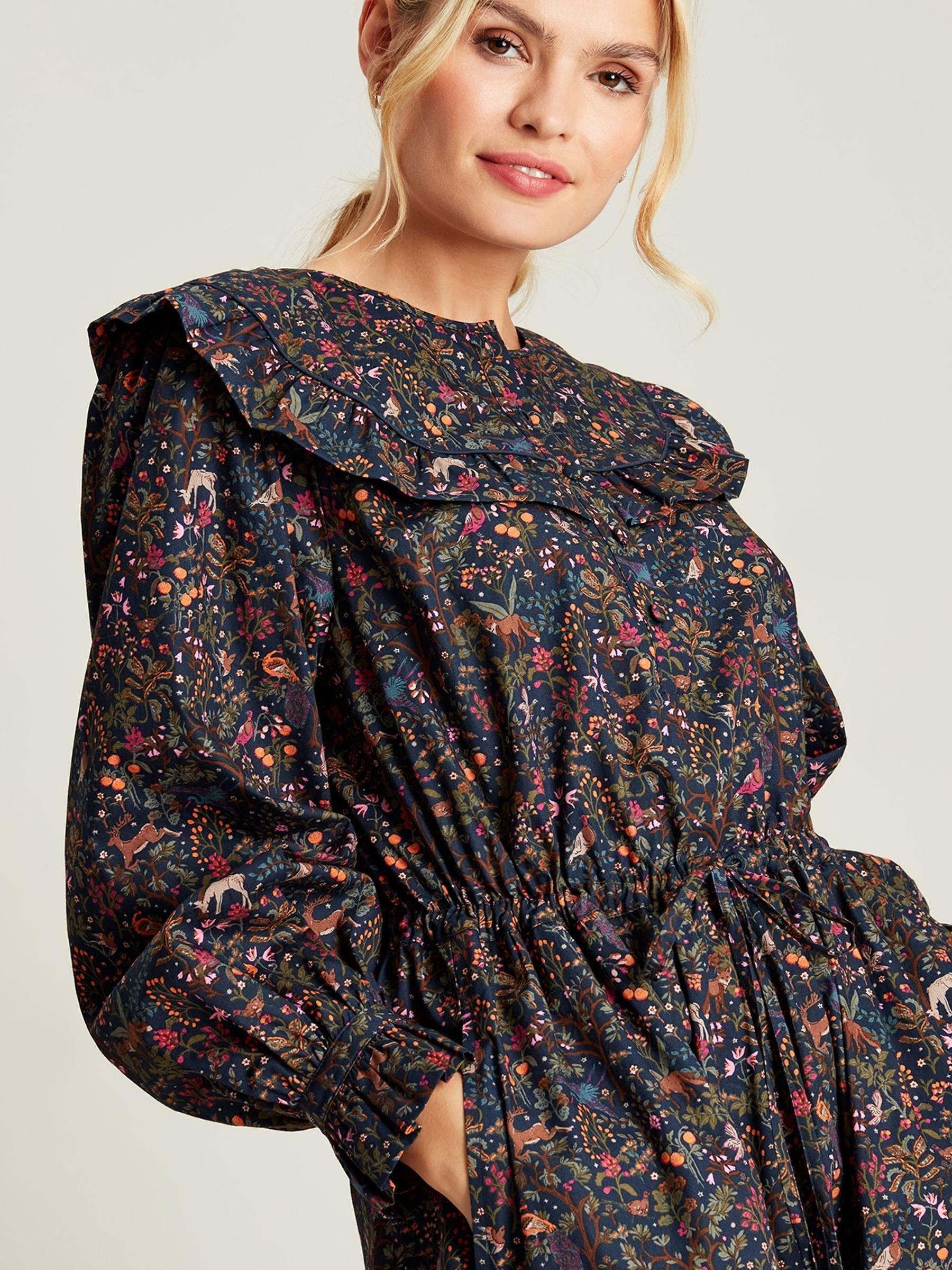 Heidi Navy Blue Frill Bib Dress - Image 4 of 6