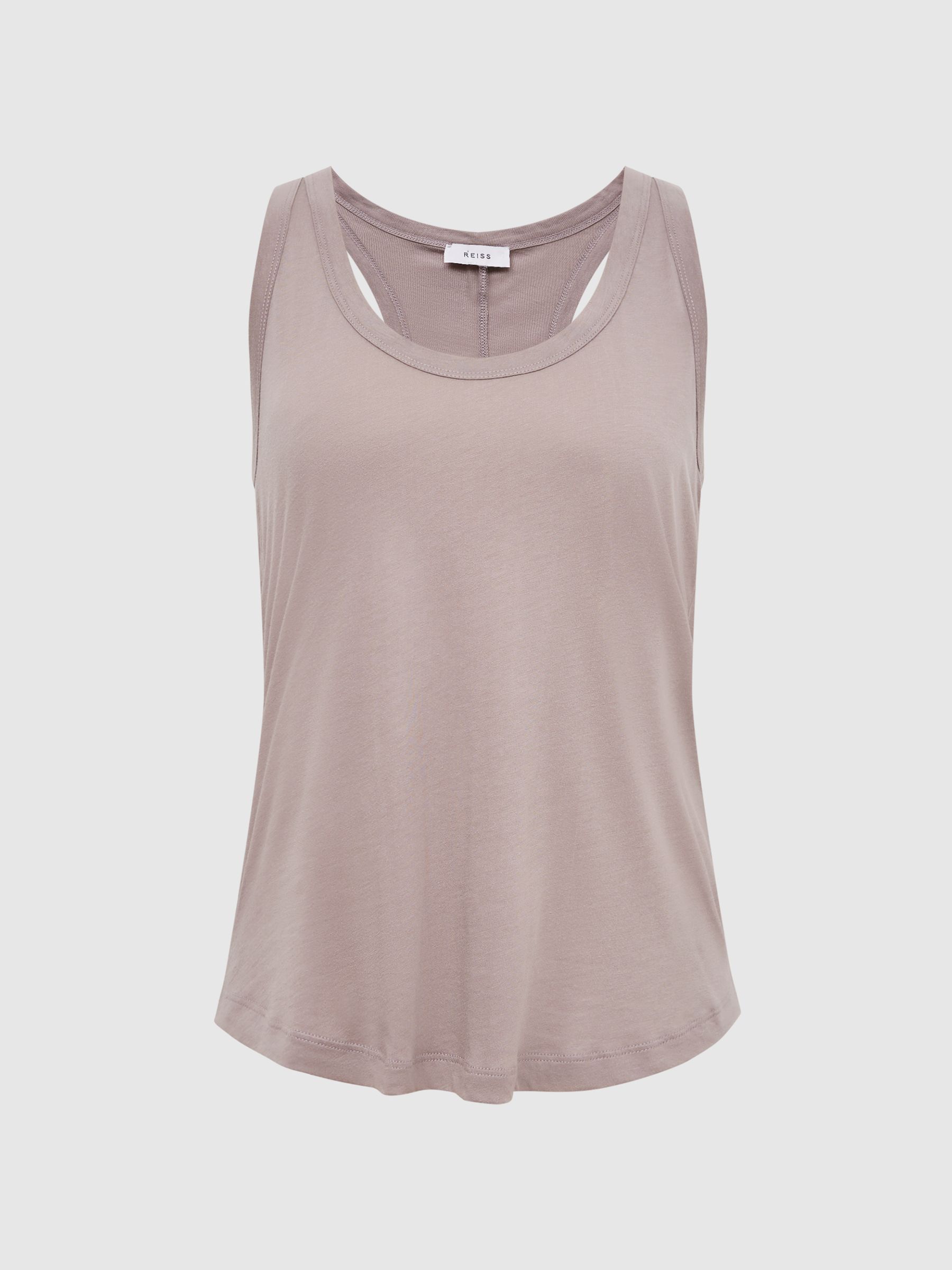 Racer Back Pima Cotton Vest in Mink - Image 2 of 6