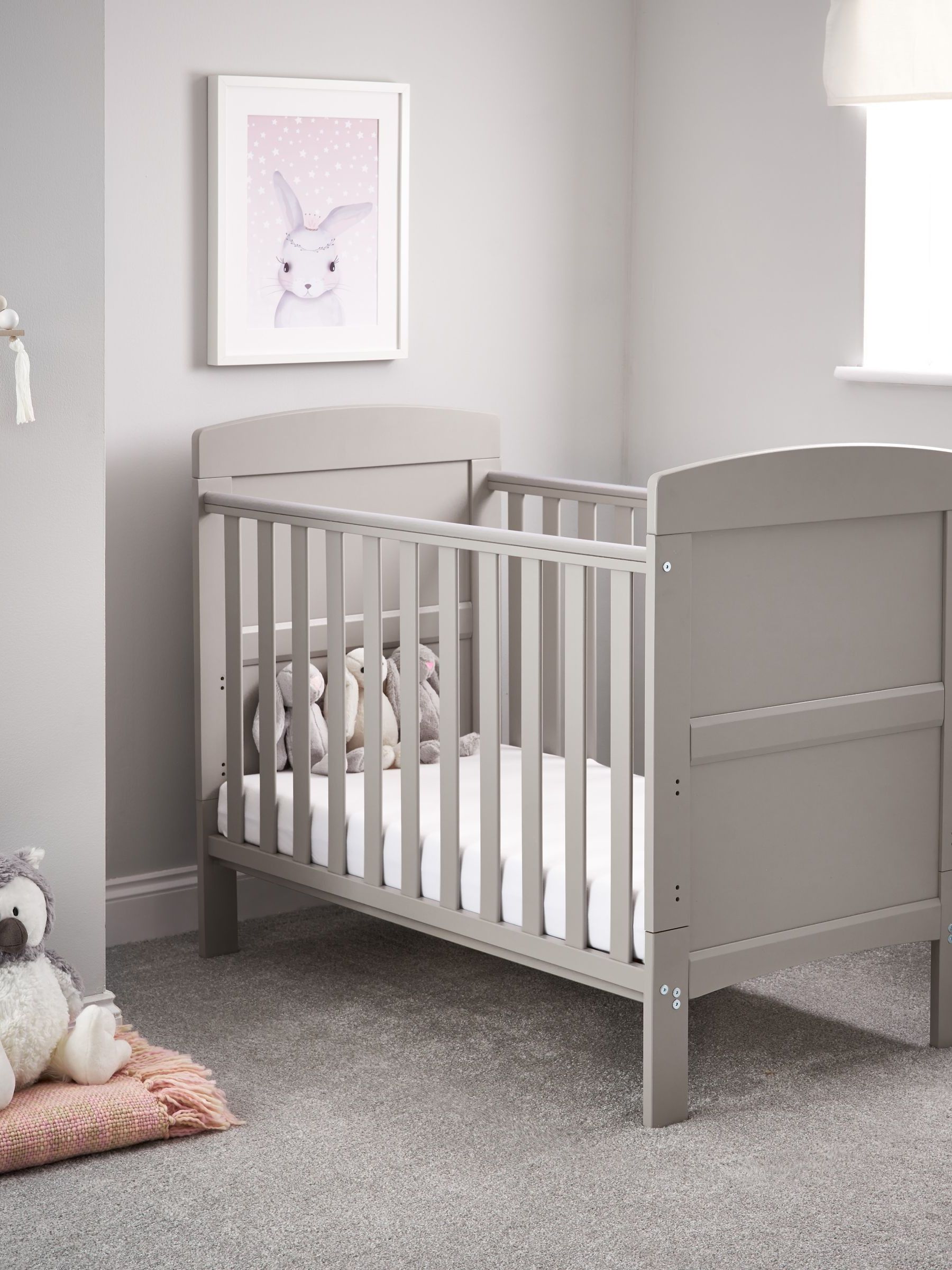 Obaby Grace Warm Grey Mini Cot Bed - Image 1 of 4