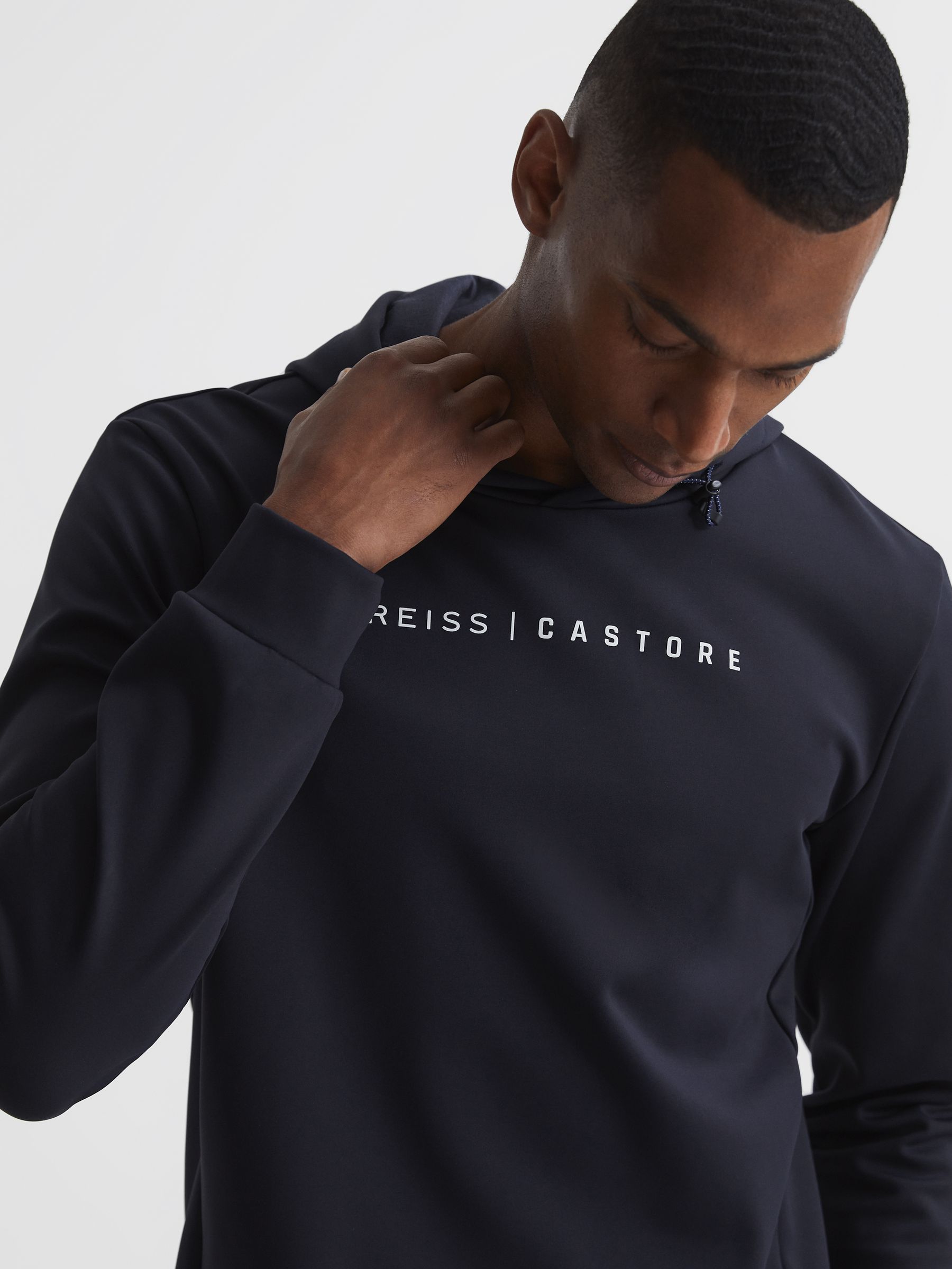 Castore Weatherproof Hoodie in Navy - Image 6 of 8