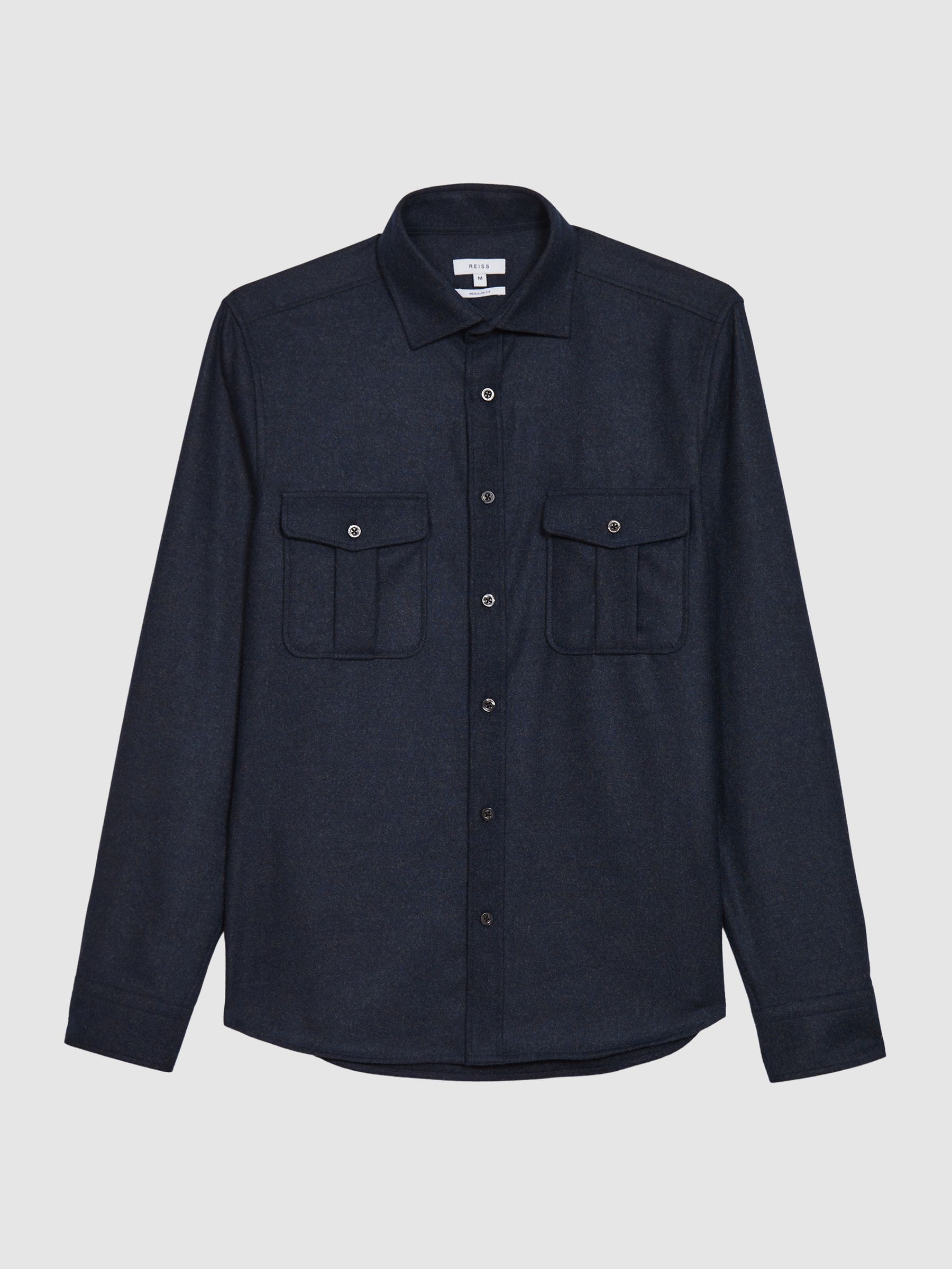 Brushed Twin Pocket Overshirt in Navy - Image 2 of 7