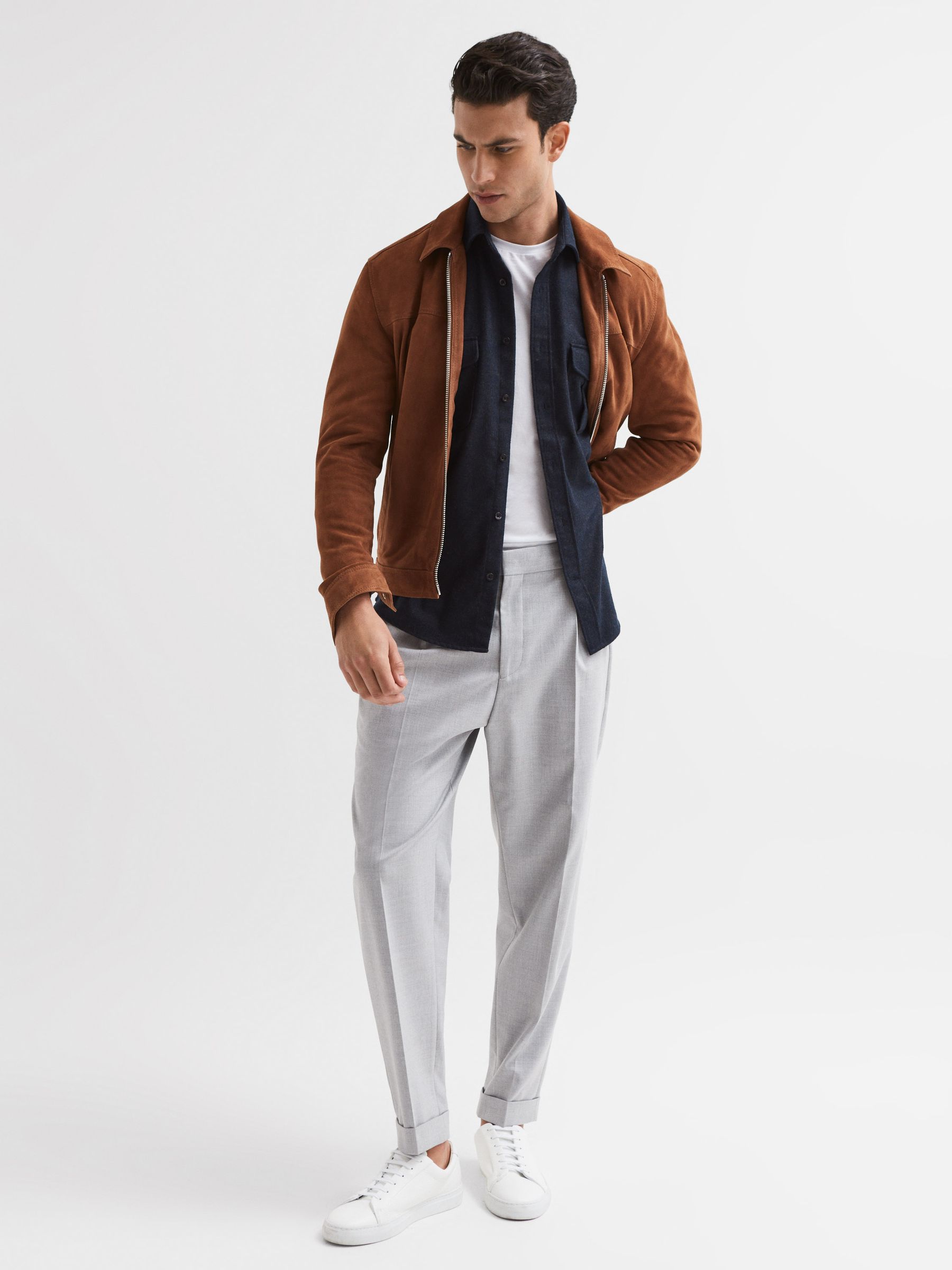 Brushed Twin Pocket Overshirt in Navy - Image 6 of 7