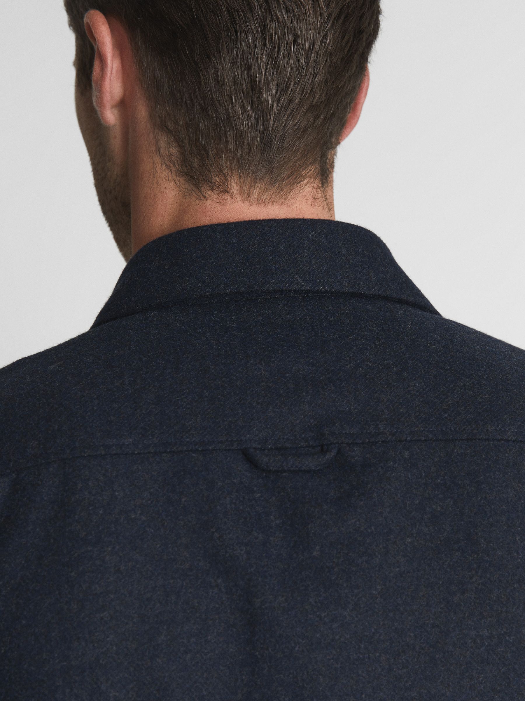Brushed Twin Pocket Overshirt in Navy - Image 7 of 7