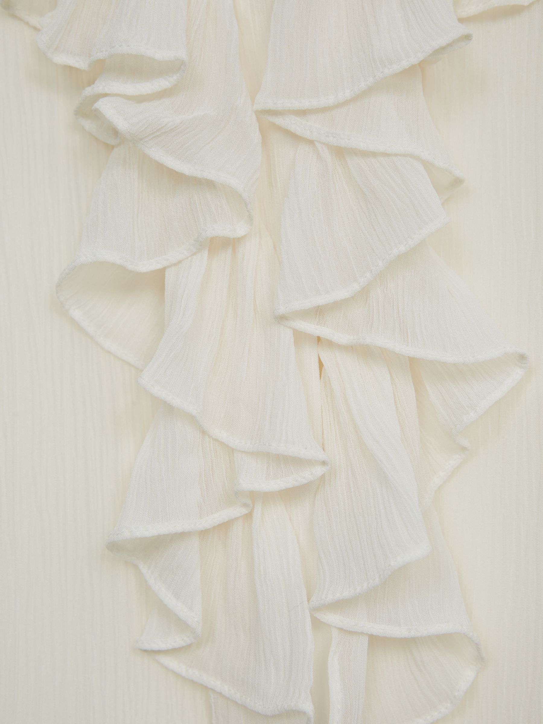 Junior Ruffle Front Stripe Detail Blouse in Cream - Image 7 of 7