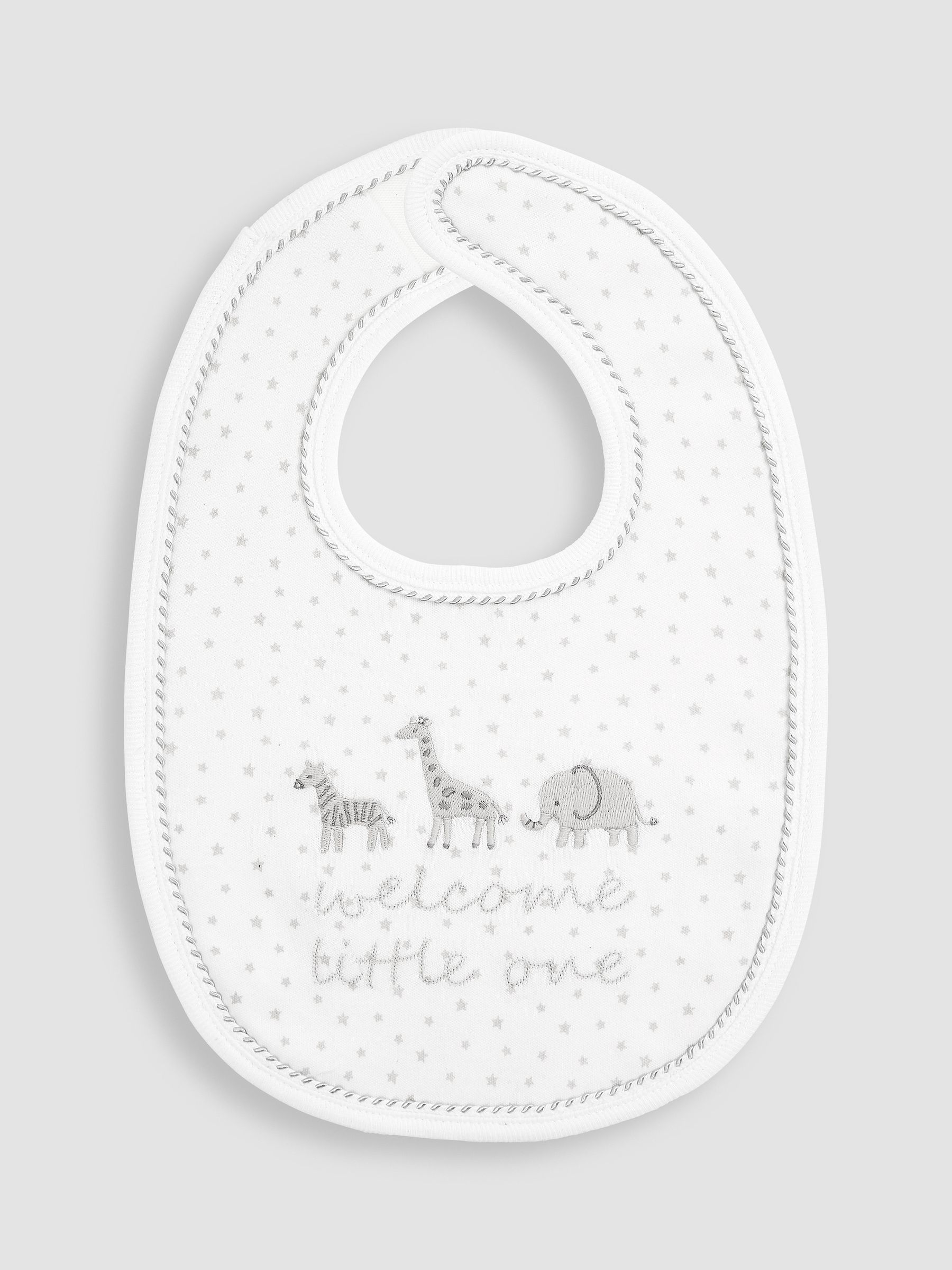 White Welcome Little One Embroidered Bib - Image 2 of 4