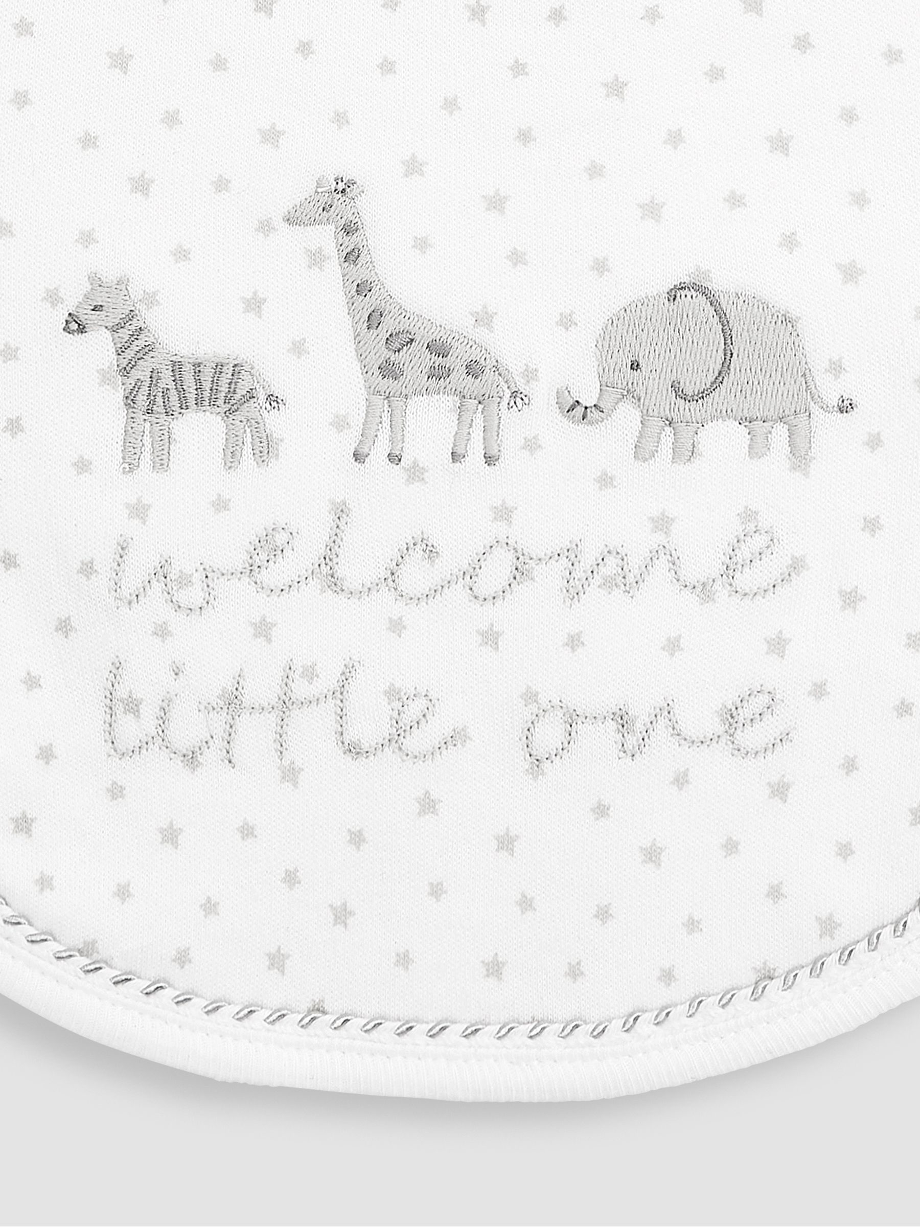 White Welcome Little One Embroidered Bib - Image 4 of 4