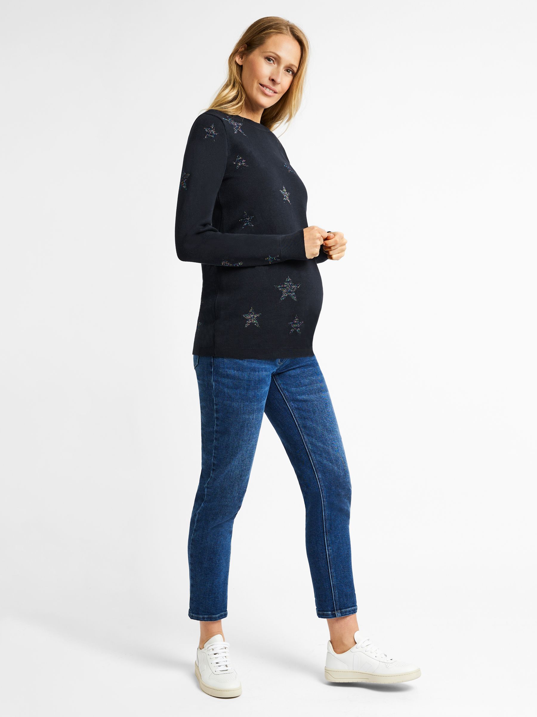 Star Maternity Jumper in Navy - Image 3 of 4