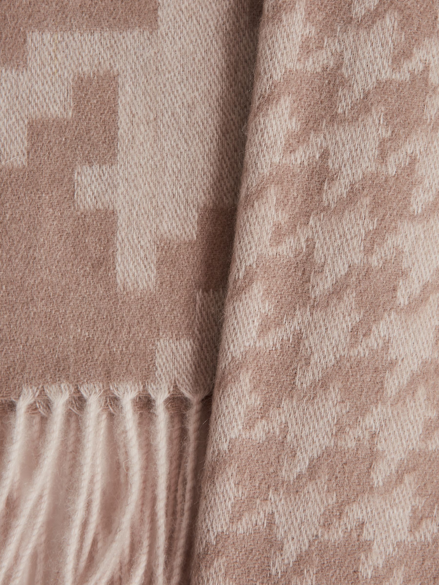 Dogtooth Cashmere Blend Scarf in Neutral - Image 4 of 4