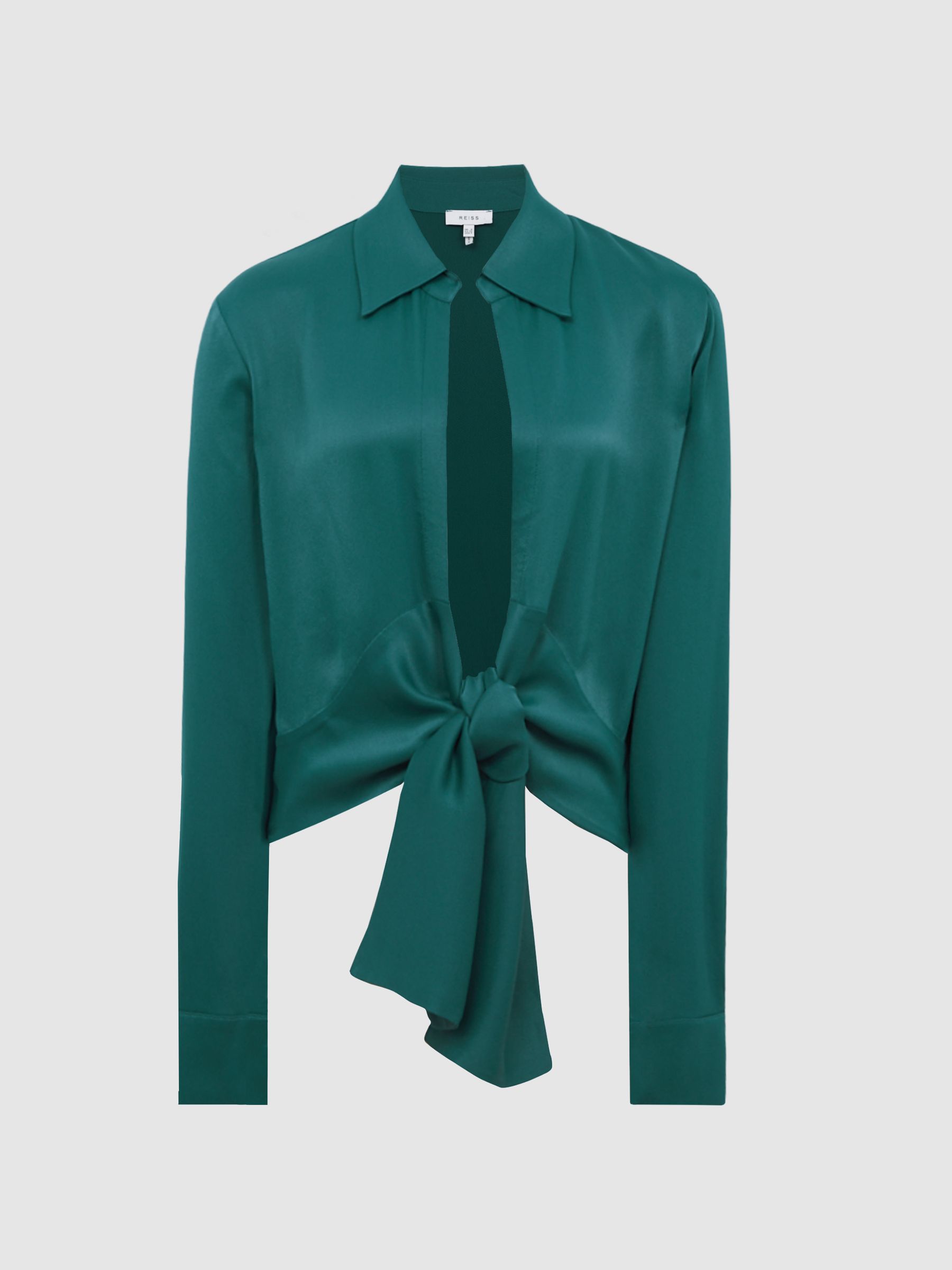 Tie-Front Shirt in Teal - Image 2 of 7 Tie-Front Shirt in Teal - Image 2 of 7