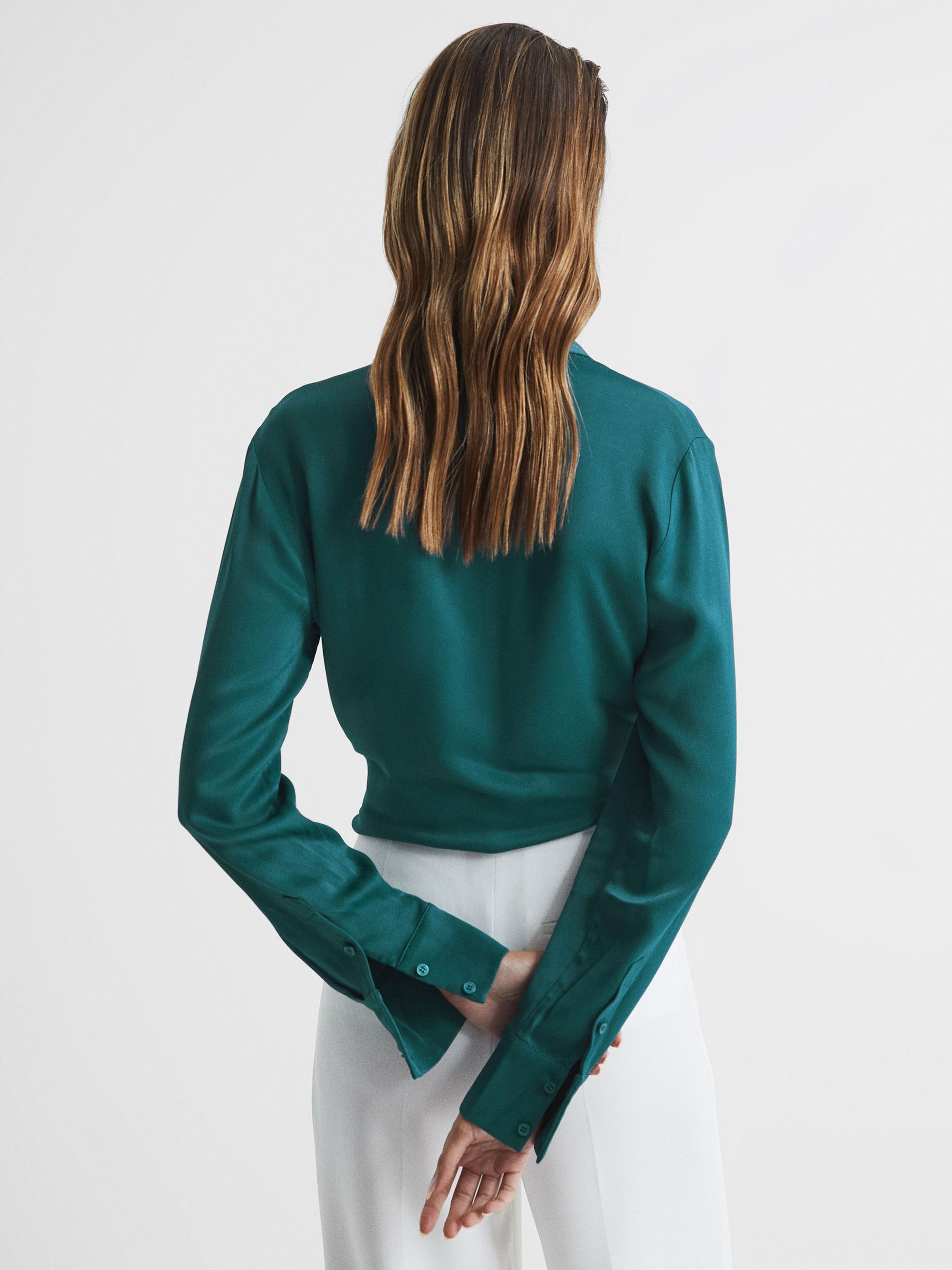 Tie-Front Shirt in Teal - Image 5 of 7