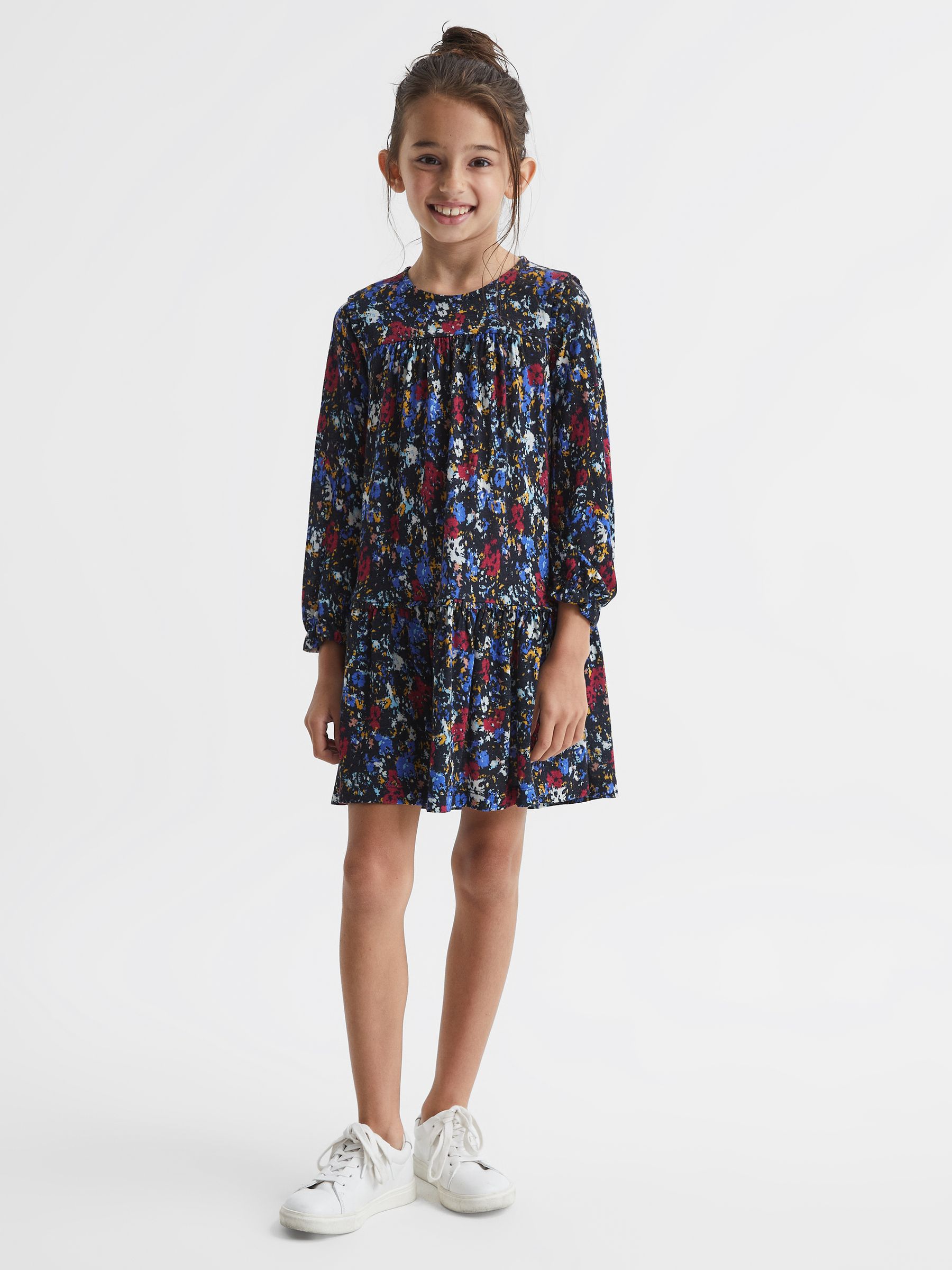 Print Jersey Dress in Navy Print - Image 3 of 5