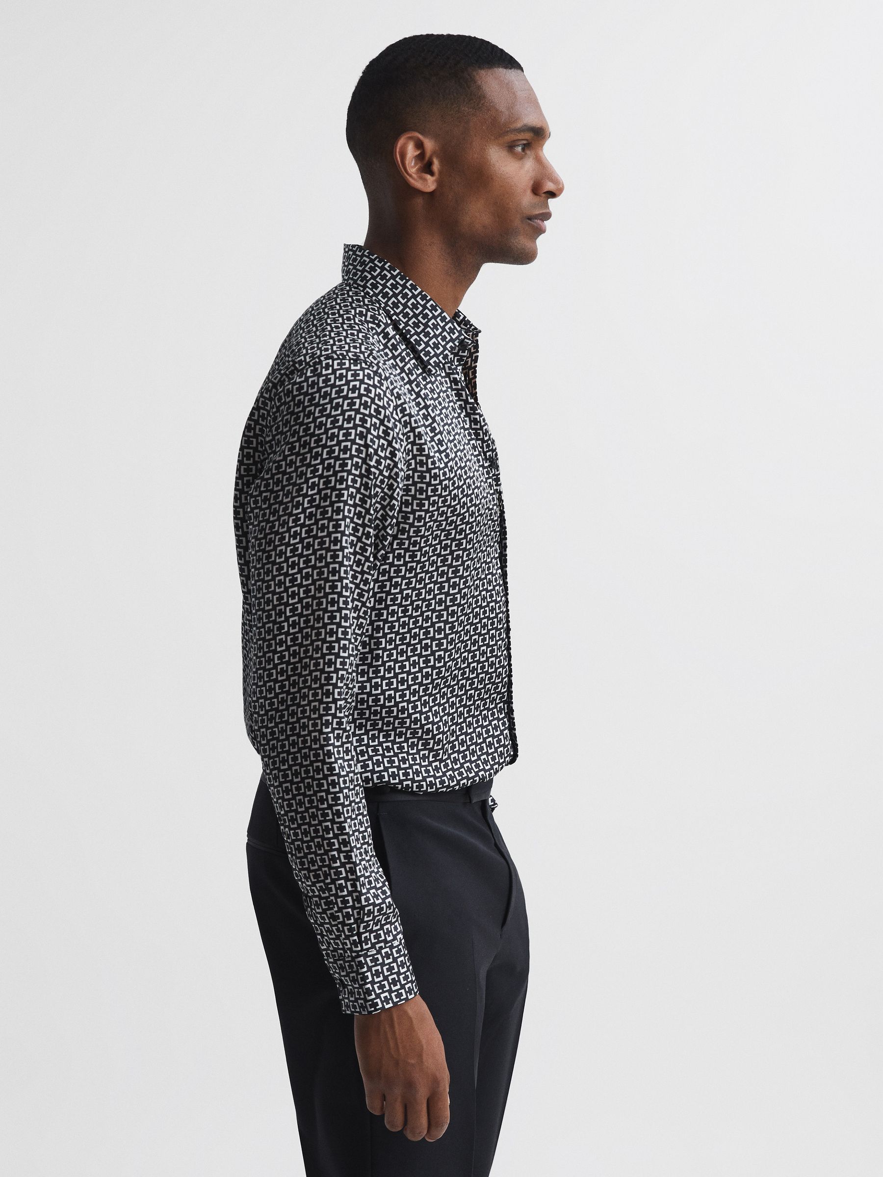 Geo Print Shirt in Black - Image 6 of 7