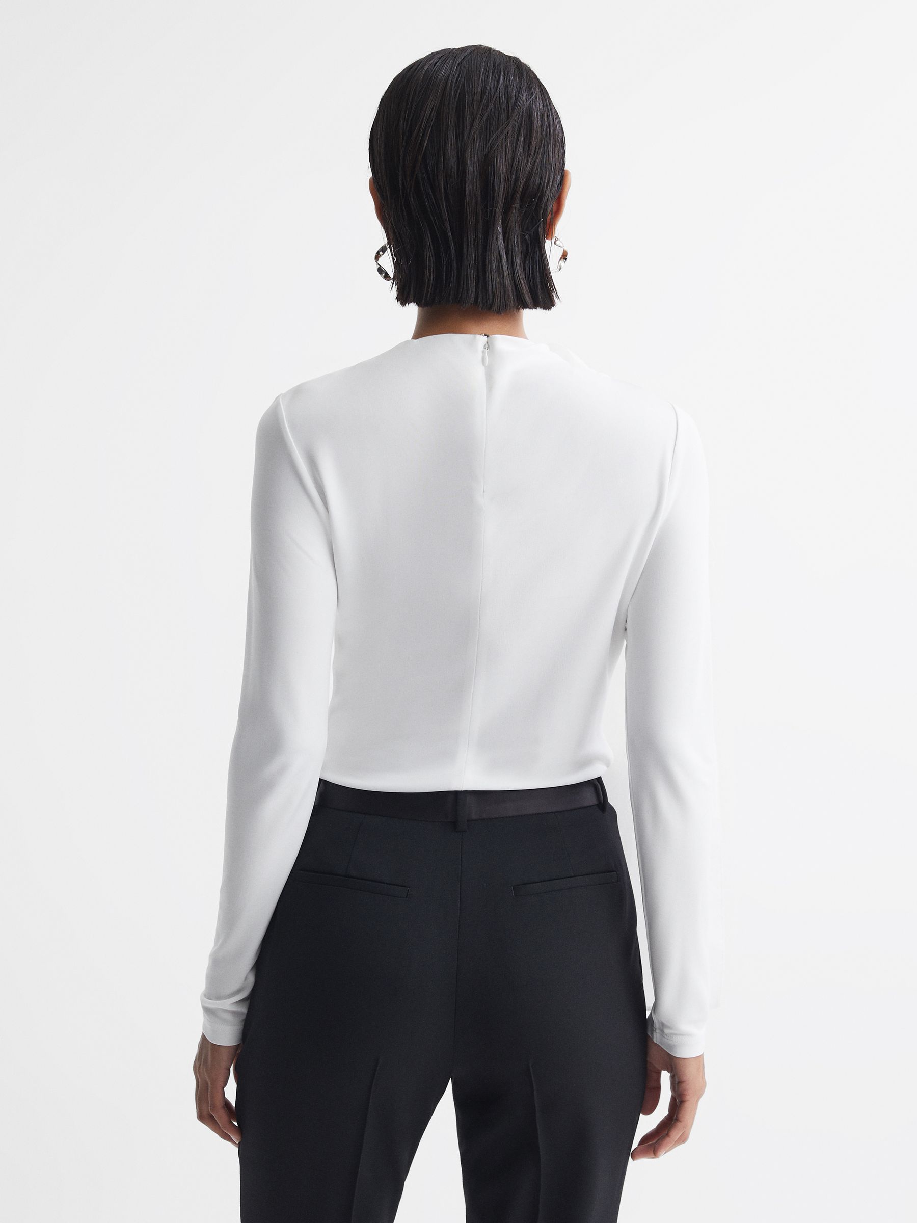 Long Sleeve Bow T-Shirt in White - Image 6 of 6