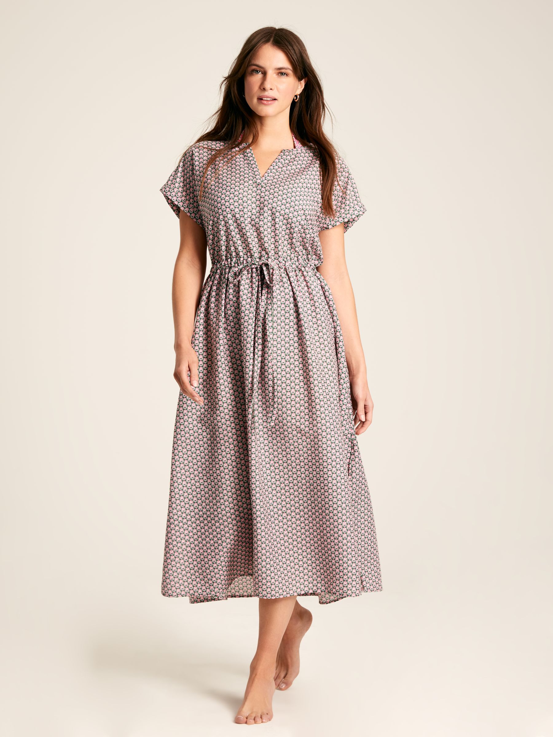 Brooke Green/Pink Printed Beach Dress - Image 1 of 6 Brooke Green/Pink Printed Beach Dress - Image 1 of 6