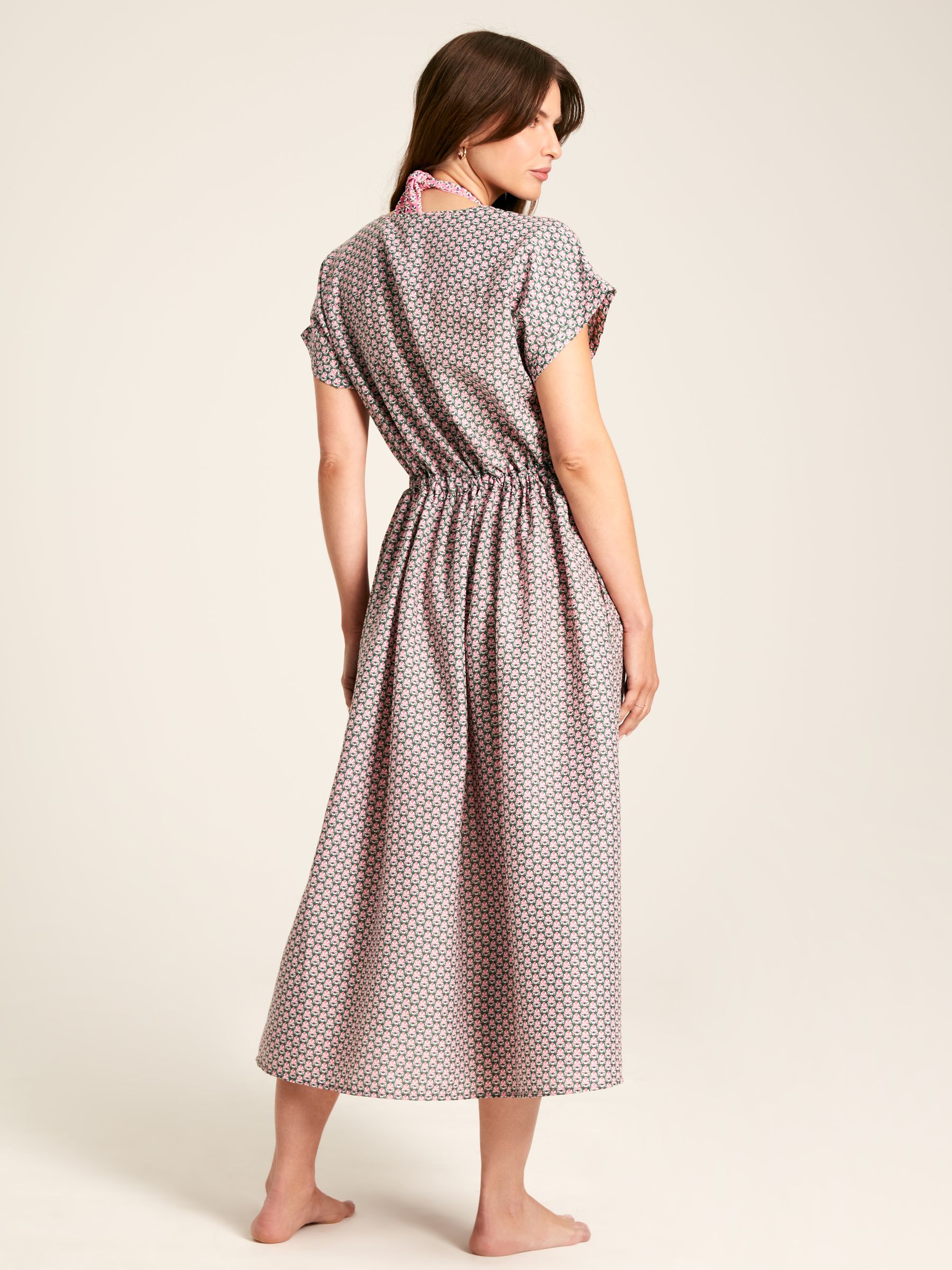 Brooke Green/Pink Printed Beach Dress - Image 2 of 6 Brooke Green/Pink Printed Beach Dress - Image 2 of 6