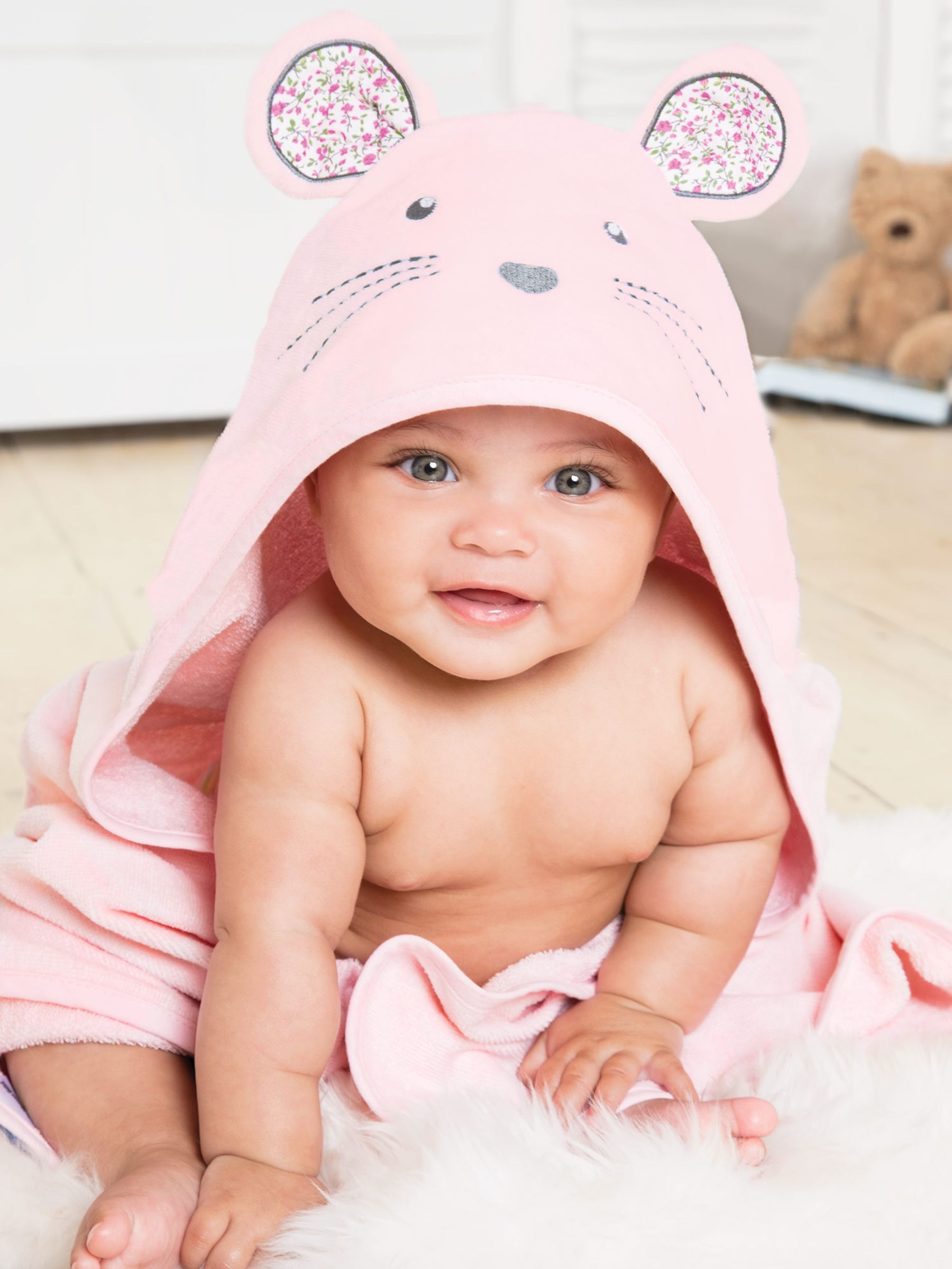 Mouse Hooded Towel in Pink - Image 2 of 3