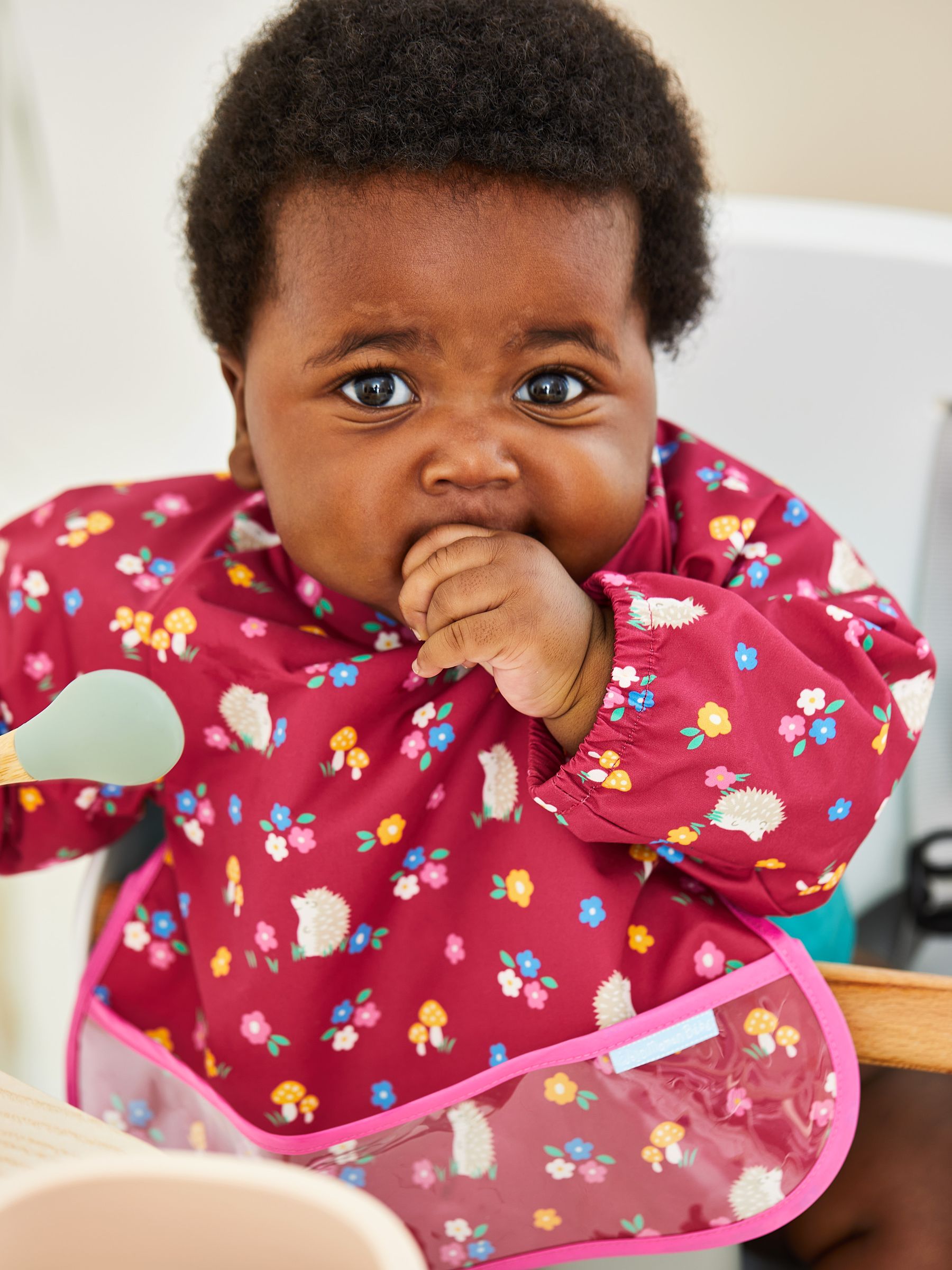 Berry Pink Hedgehog Deluxe Sleeved Bib - Image 4 of 5