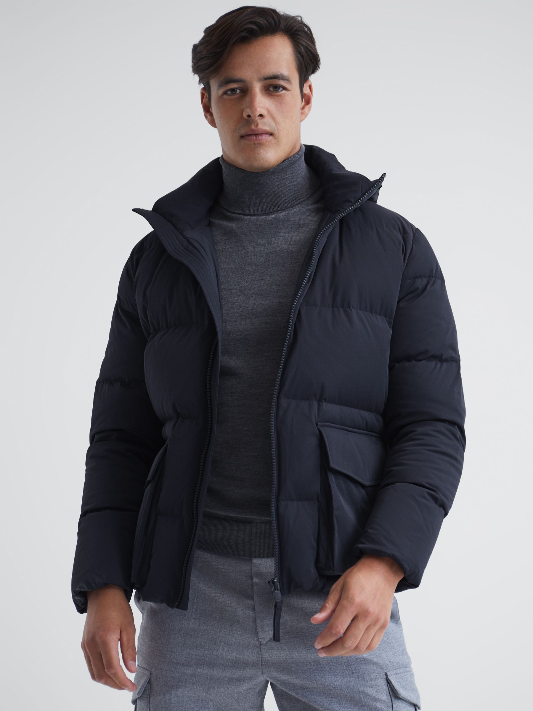 Short Puffer Jacket in Navy - Image 3 of 6