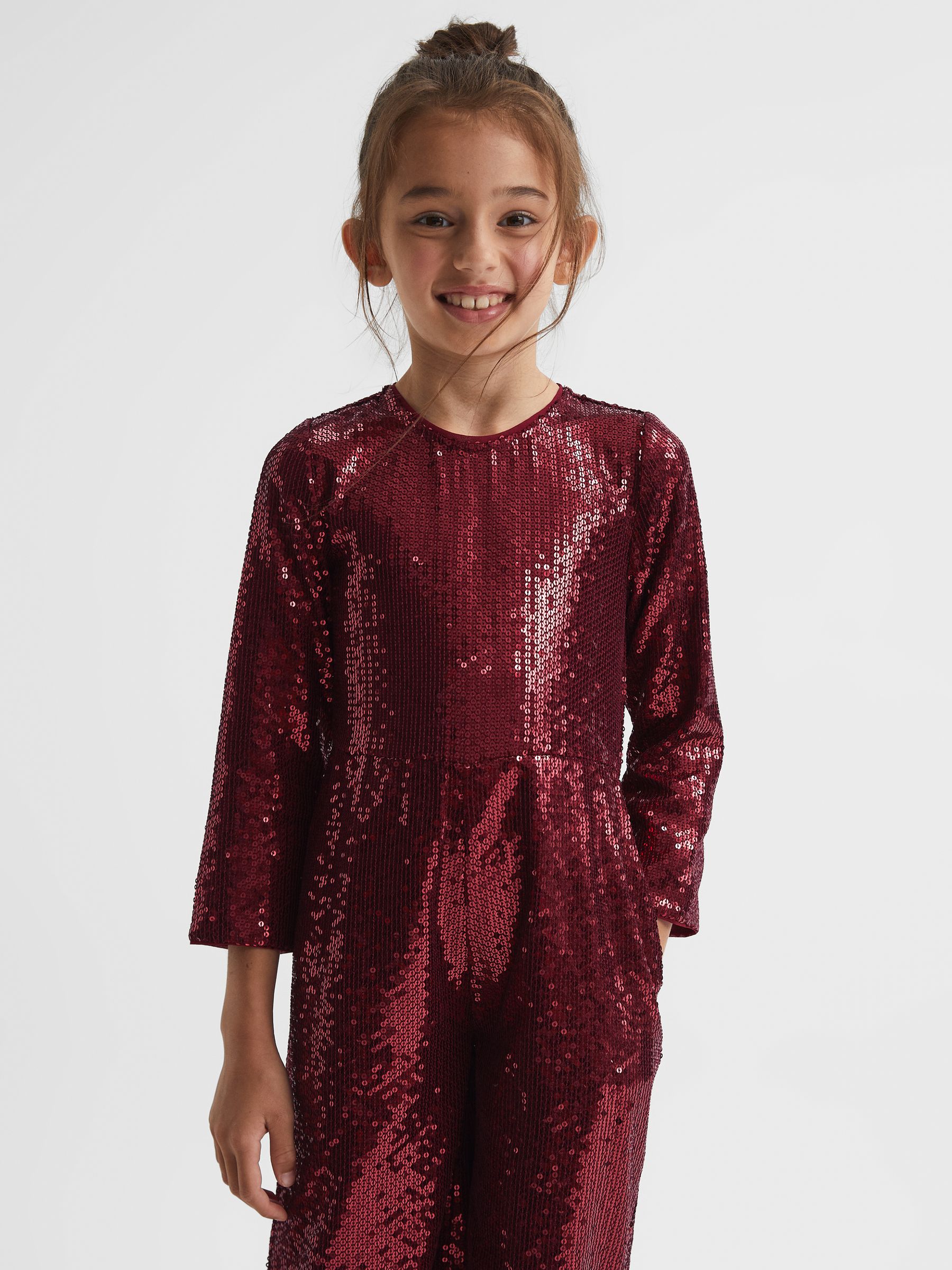 9-12 yrs Sequin Jumpsuit in Berry - Image 1 of 6