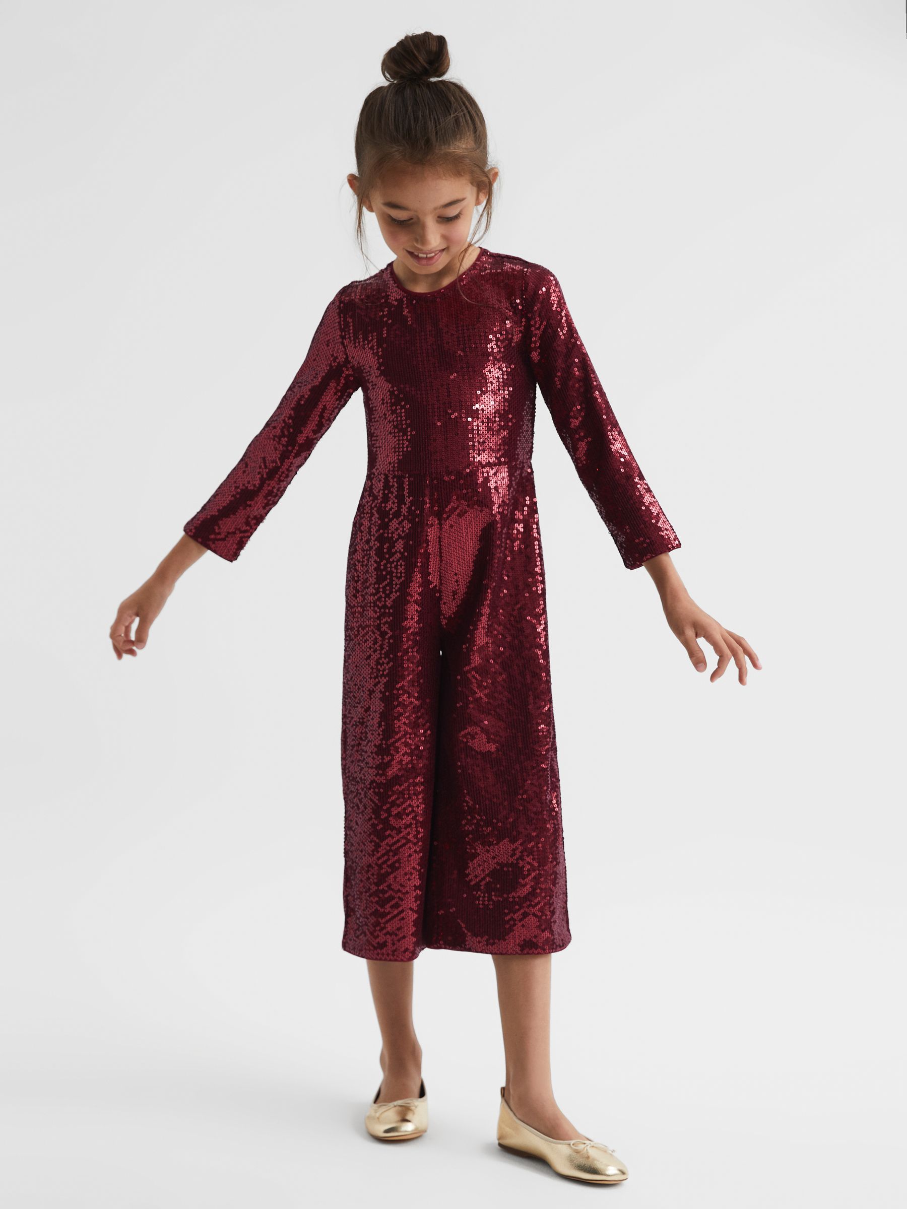 9-12 yrs Sequin Jumpsuit in Berry - Image 3 of 6