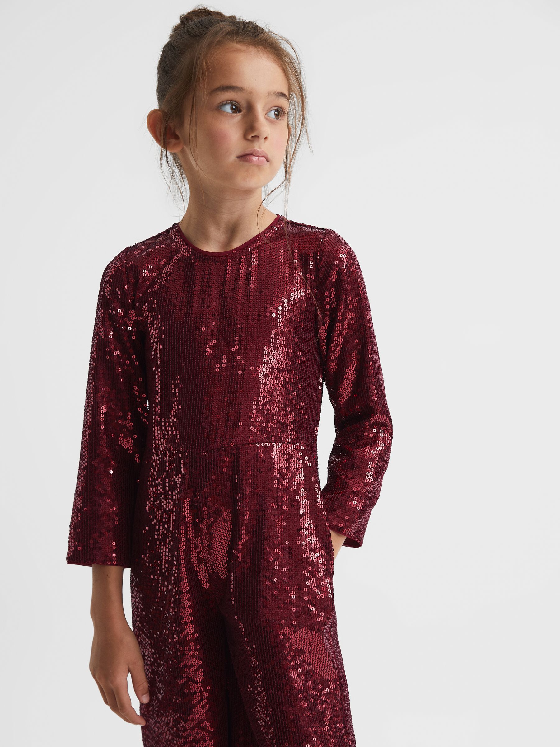 9-12 yrs Sequin Jumpsuit in Berry - Image 4 of 6