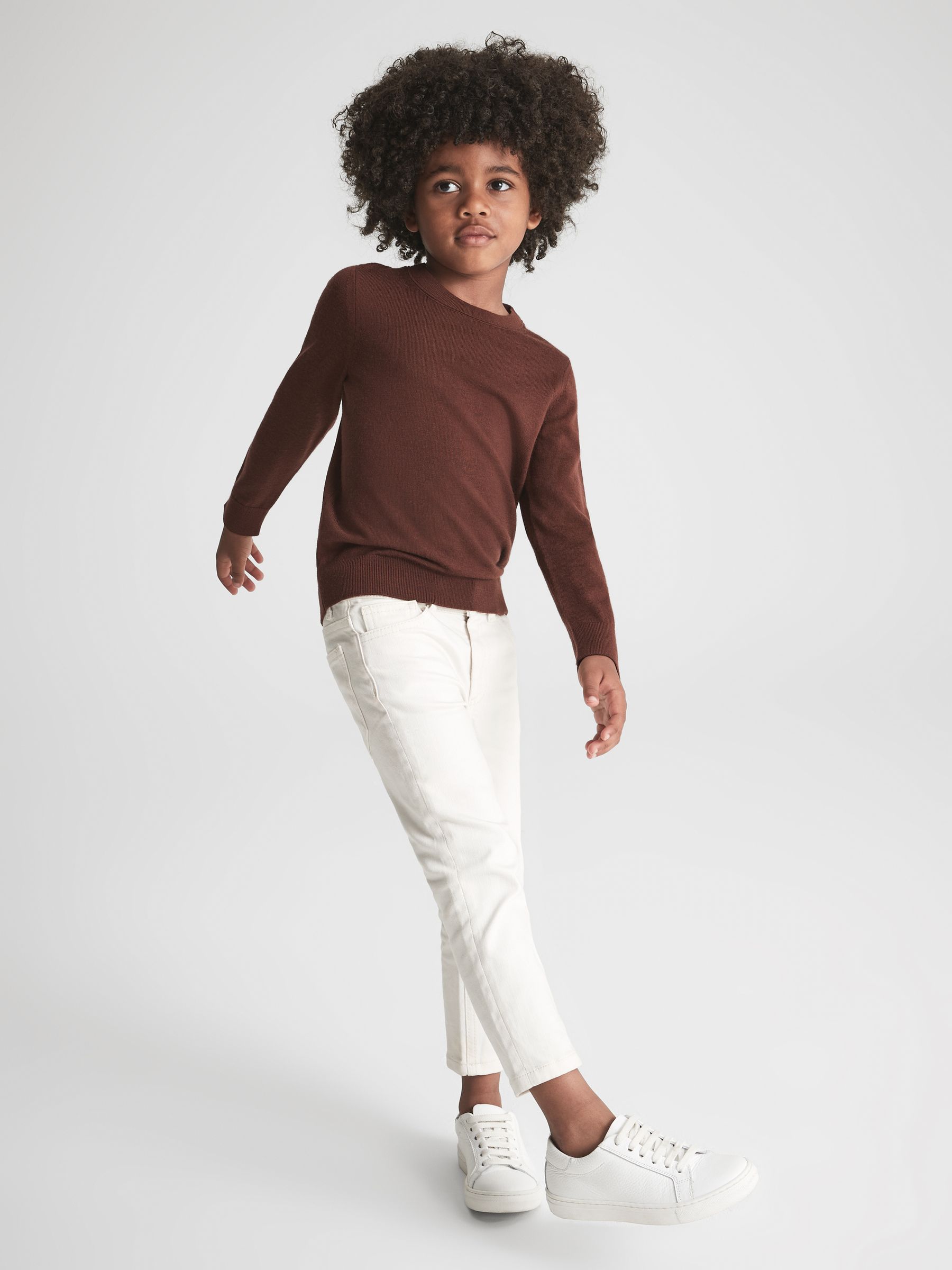 Junior Crew Neck Knitted Jumper in Rust - Image 1 of 6